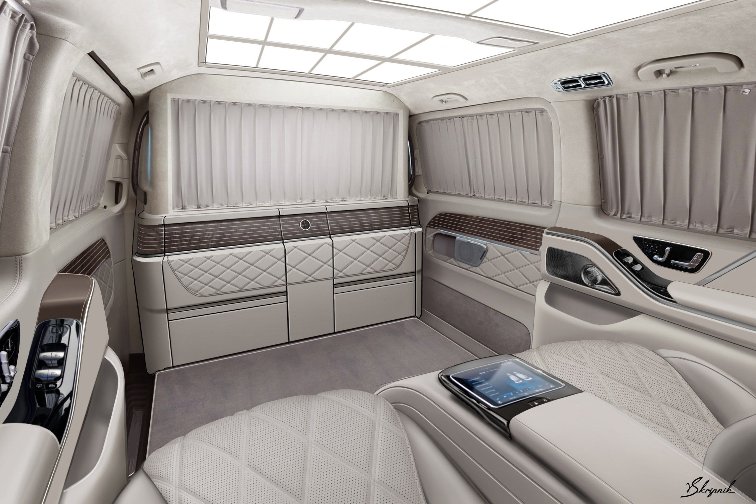 Дизайн мобильного офиса Mercedes V-class. Design Yachts and Cars