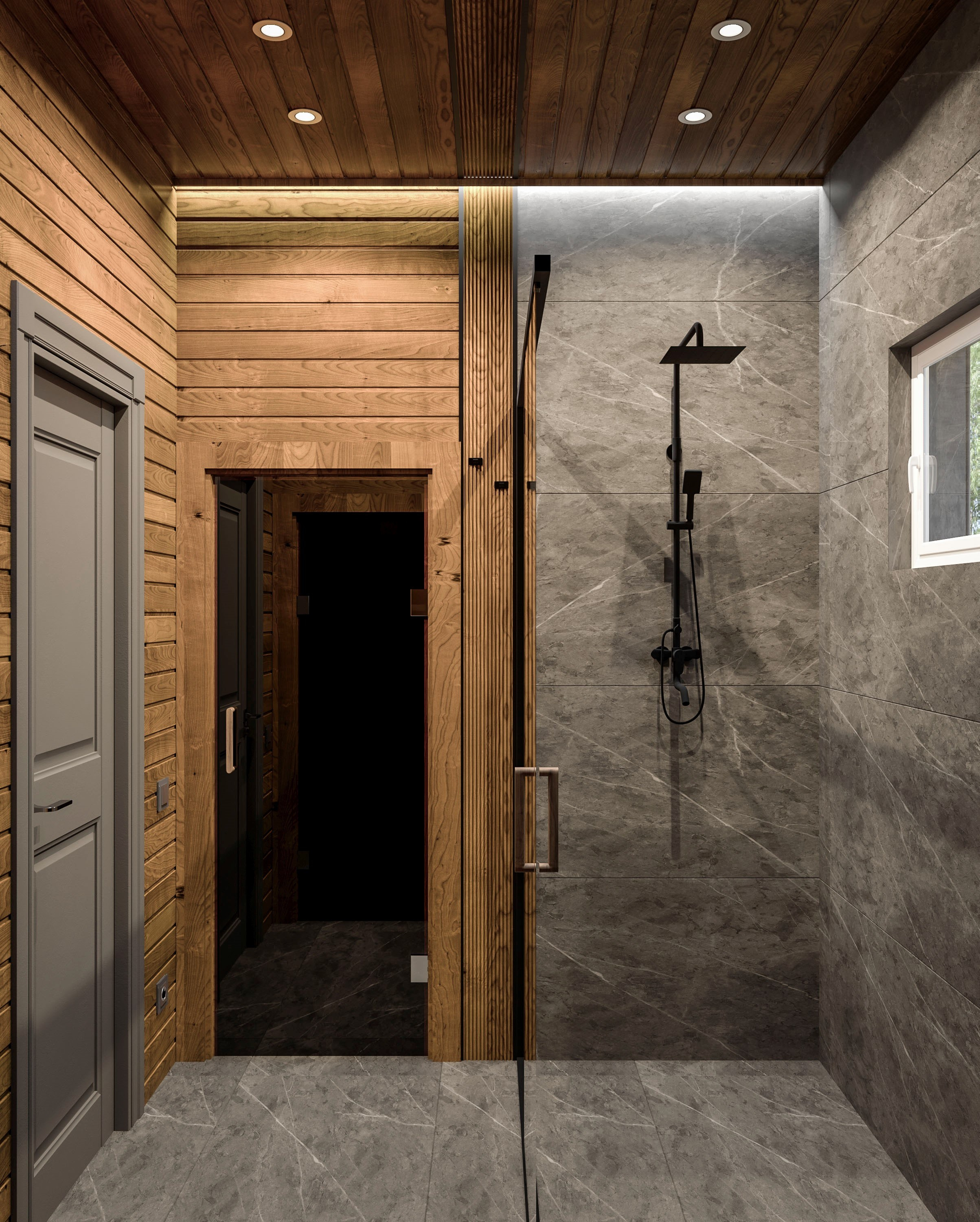 Банный комплекс в КП «Киварин ручей». Дизайнер интерьера в Санкт-Петербурге Ольга Рытаровская