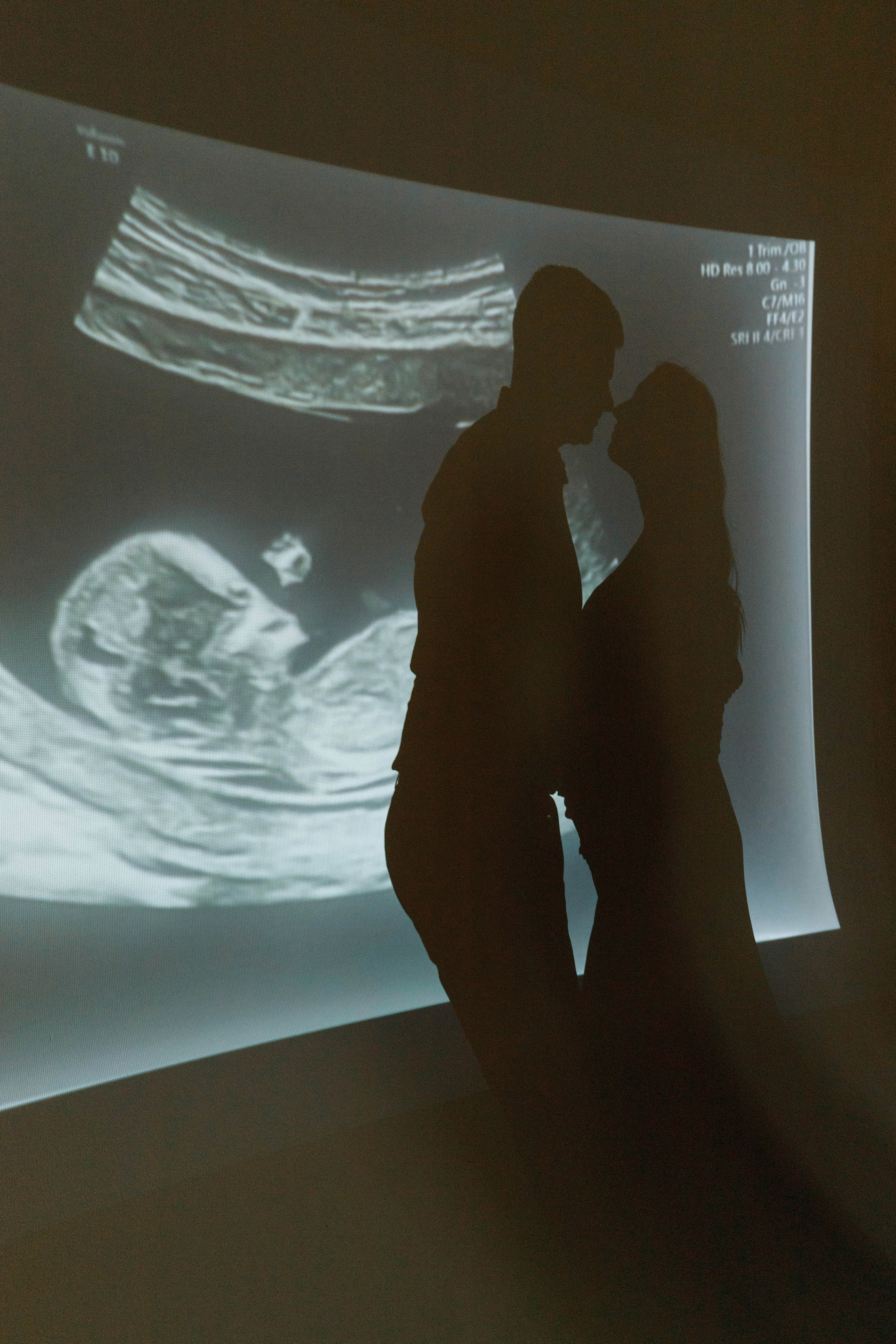 Фотосессия беременности в студии с проектором. Фотограф Александра Сыщенко