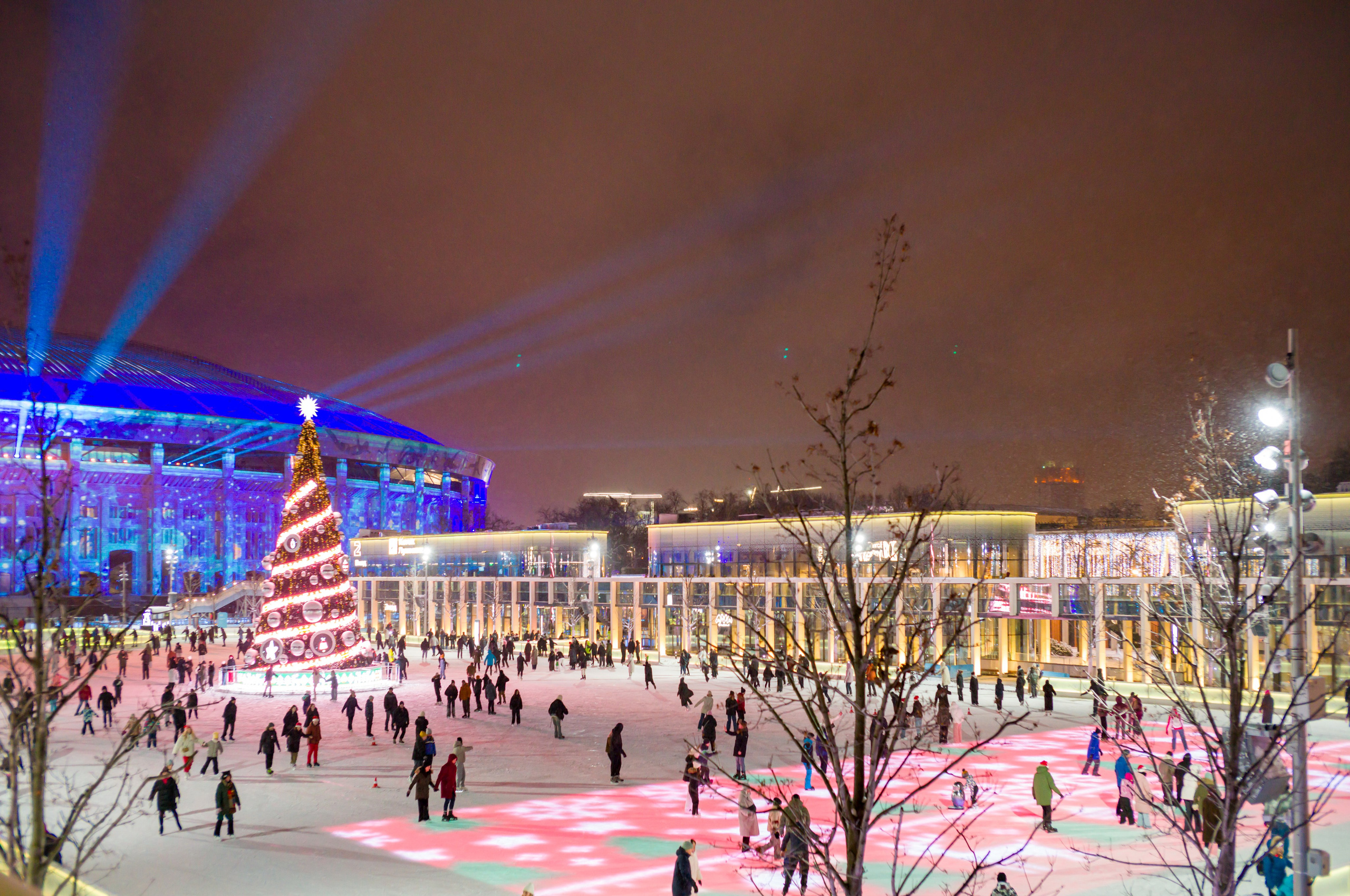 Зимний ледовый каток в Лужниках в Москве