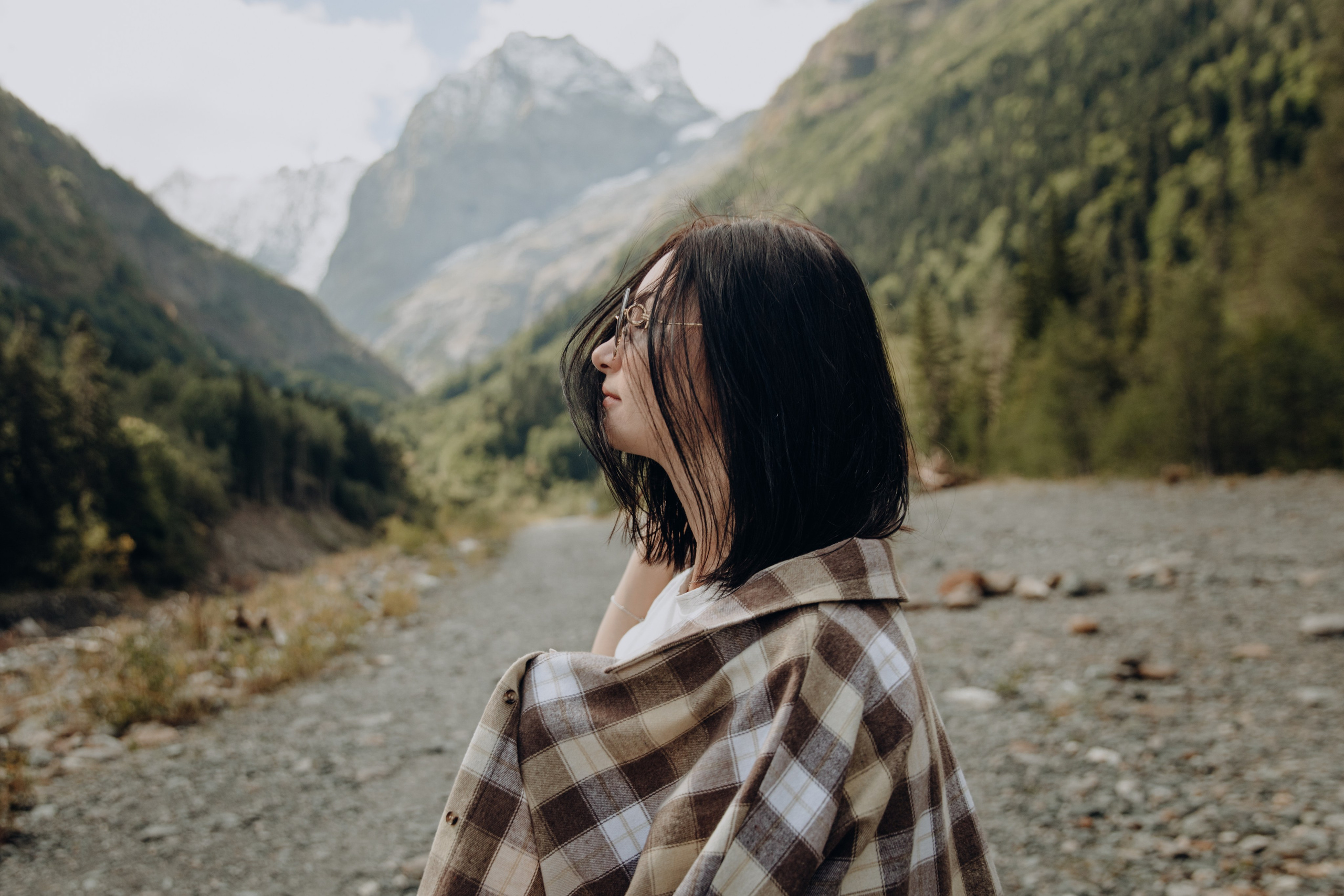 Юля с семьей, Домбай. Портфолио