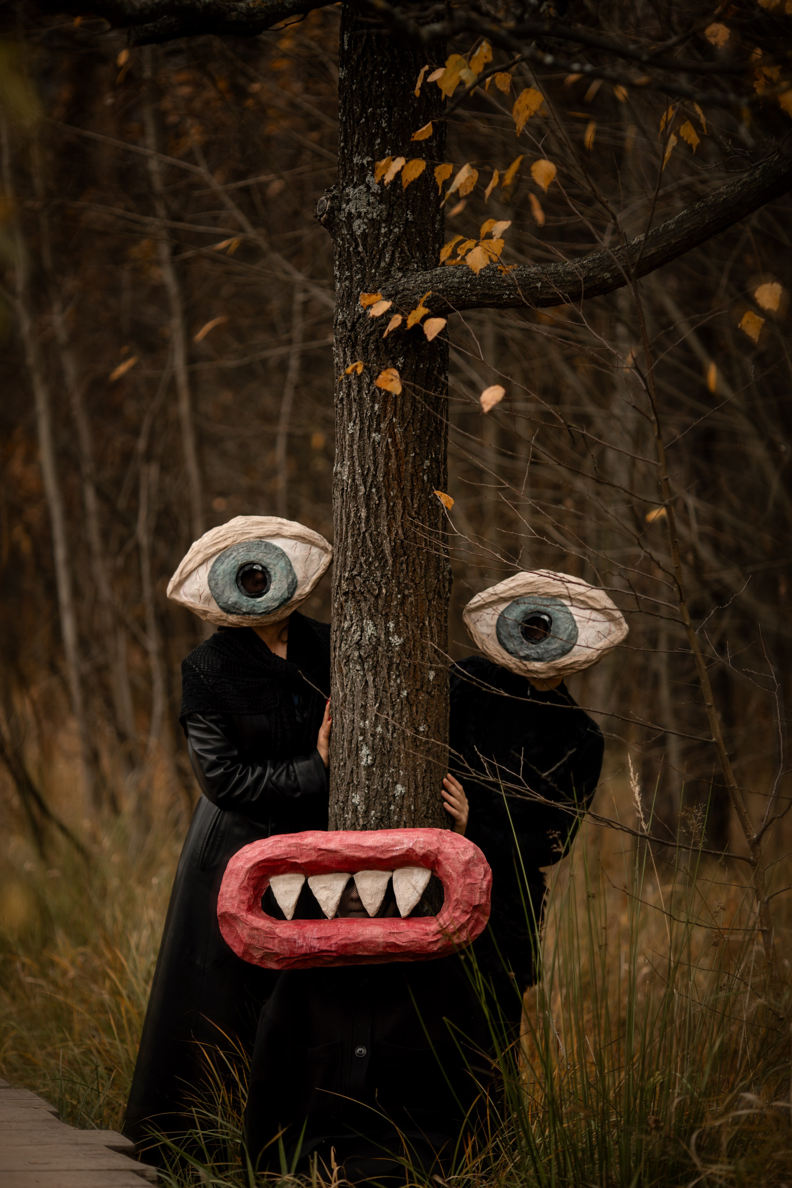 Фотопроект «Духи леса» — маски из папье-маше, свет и тишина природы. Фотограф Анна Грошикова — авторская съёмка на рассвете и закате в Москве, Мытищах, Солнечногорске и Московской области