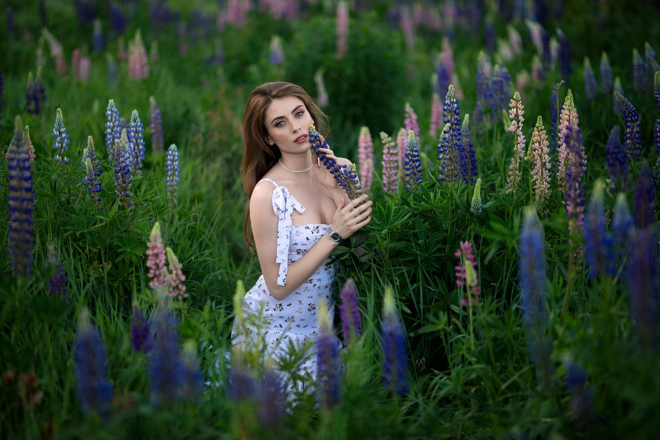 Фотосессия с Надеждой с люпинами в формате «для себя». Дмитрий Шульгин, портретный фотограф в Воронеже