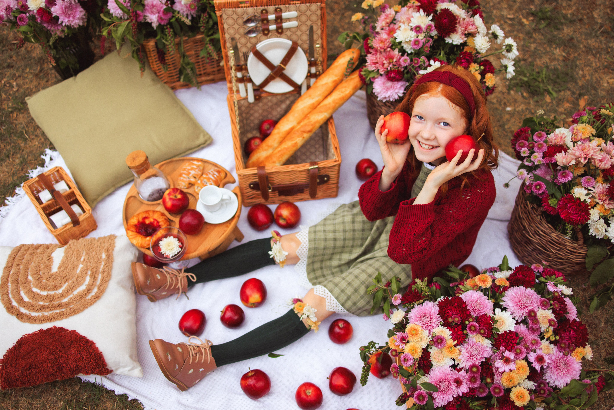 Фотосессия «Пикник», Хризантемы и Яблоки. Семейный и детский фотограф в Краснодаре Анна Трашкова