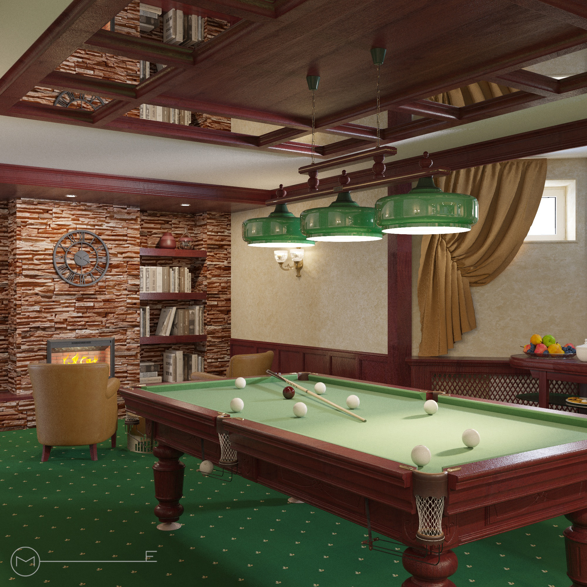 БИЛЬЯРДНАЯ КОМНАТА. Марченкова Екатерина|ДИЗАЙНЕР ИНТЕРЬЕРА г. Иваново