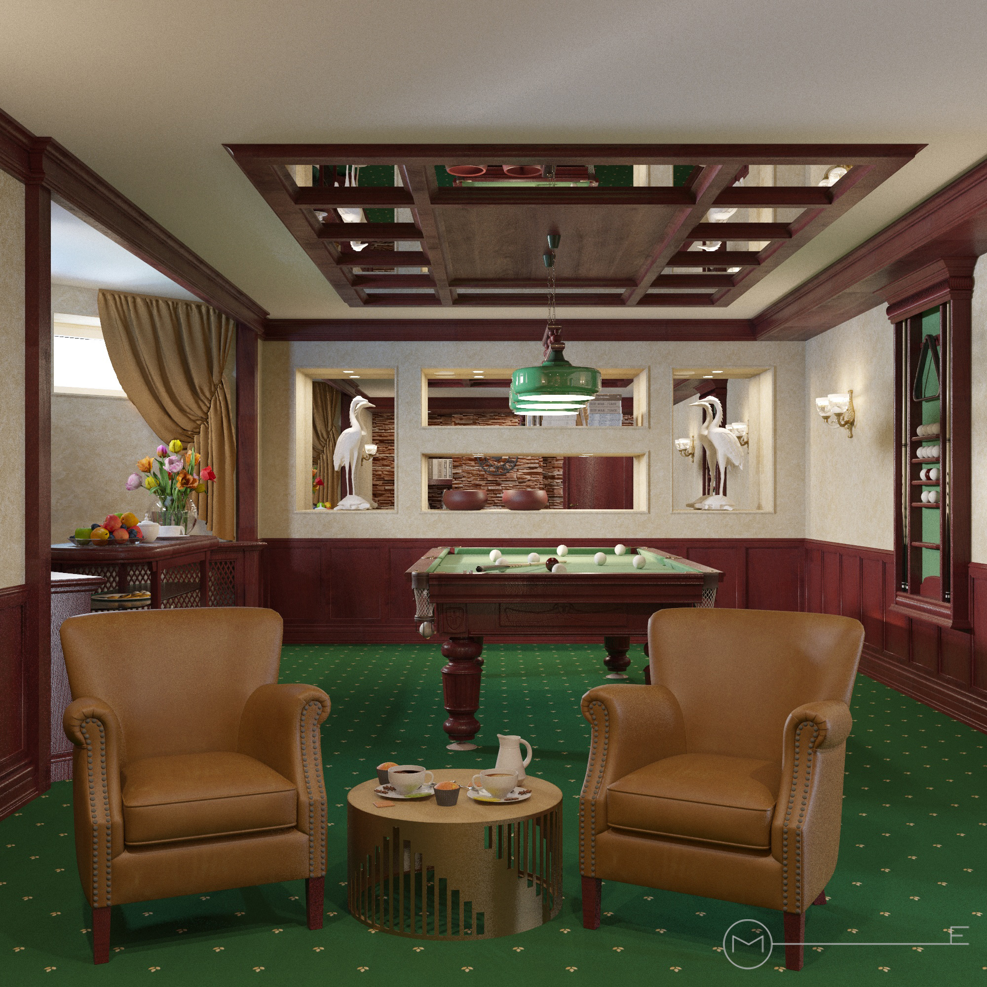 БИЛЬЯРДНАЯ КОМНАТА. Марченкова Екатерина|ДИЗАЙНЕР ИНТЕРЬЕРА г. Иваново