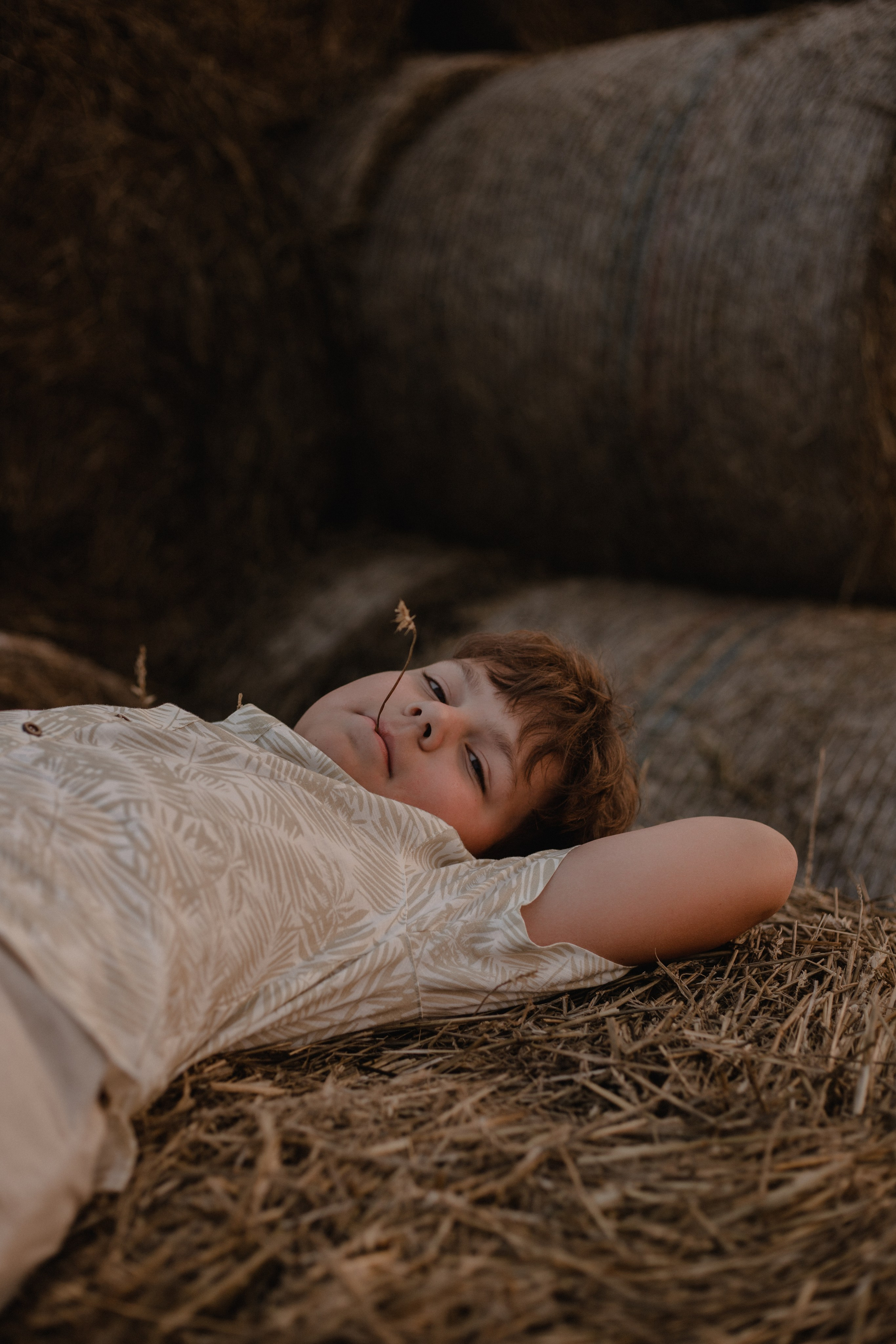 В стогах сена :)