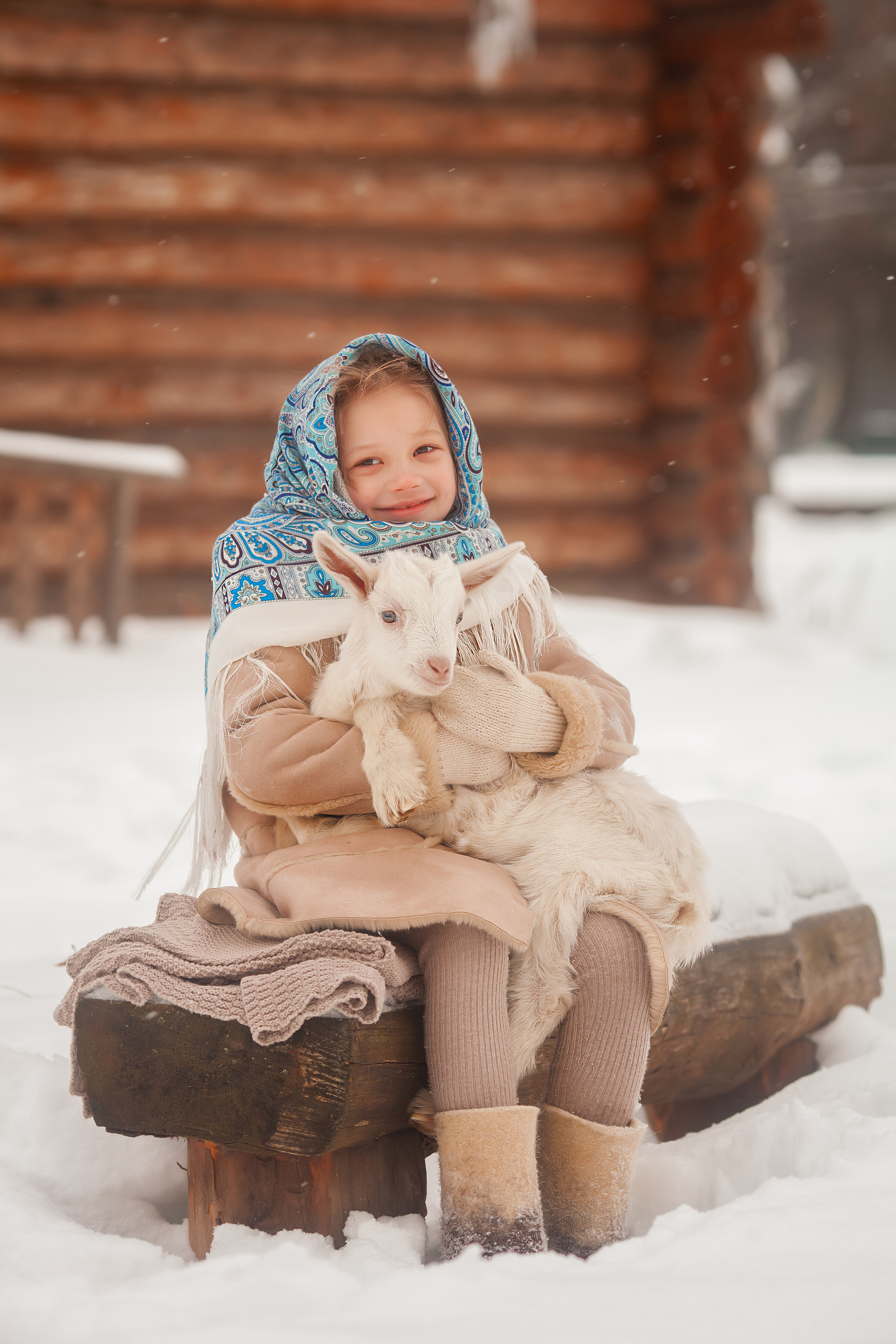 С козленком. Семейный и детский фотограф в Москве Дорогова Екатерина