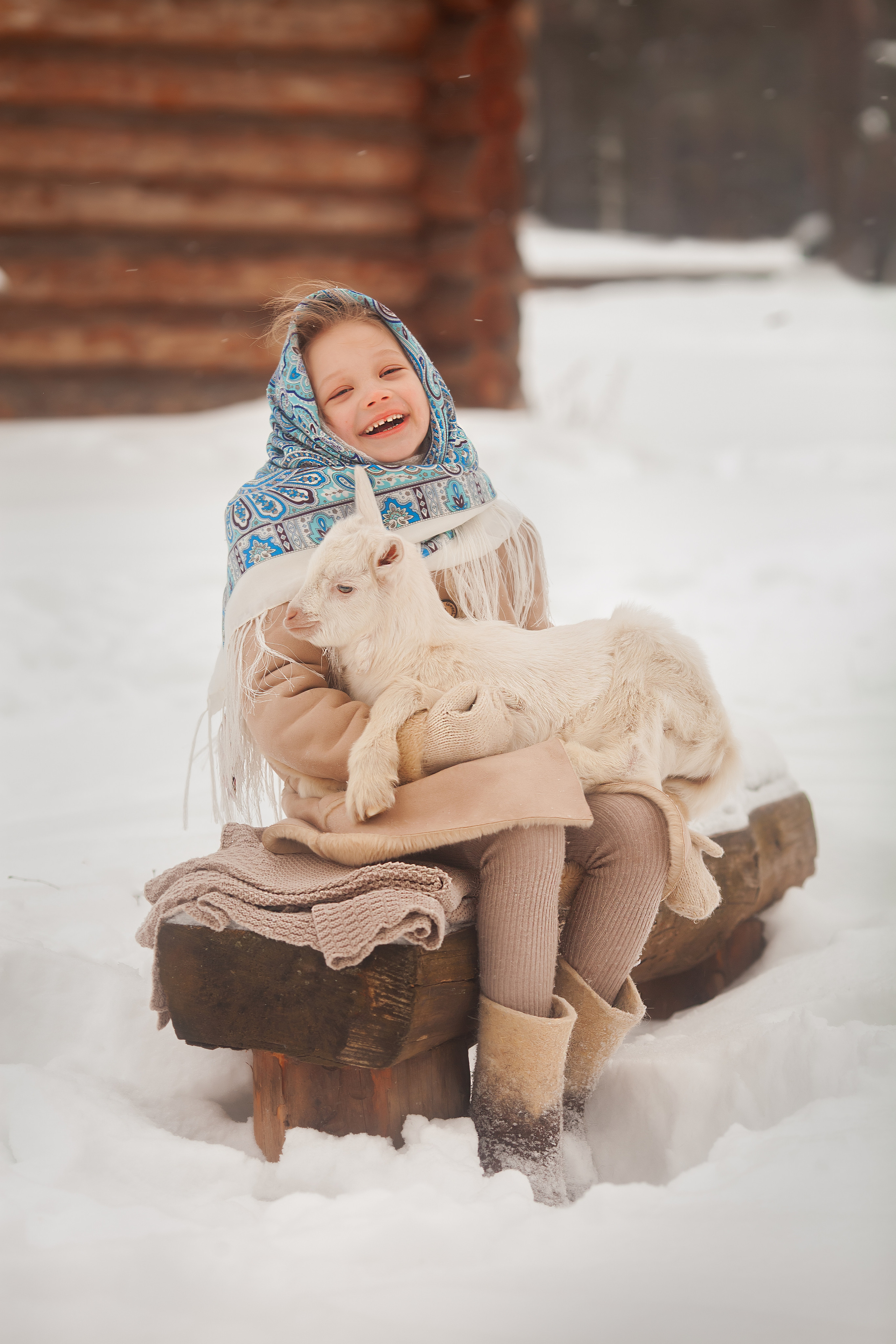 С козленком. Семейный и детский фотограф в Москве Дорогова Екатерина