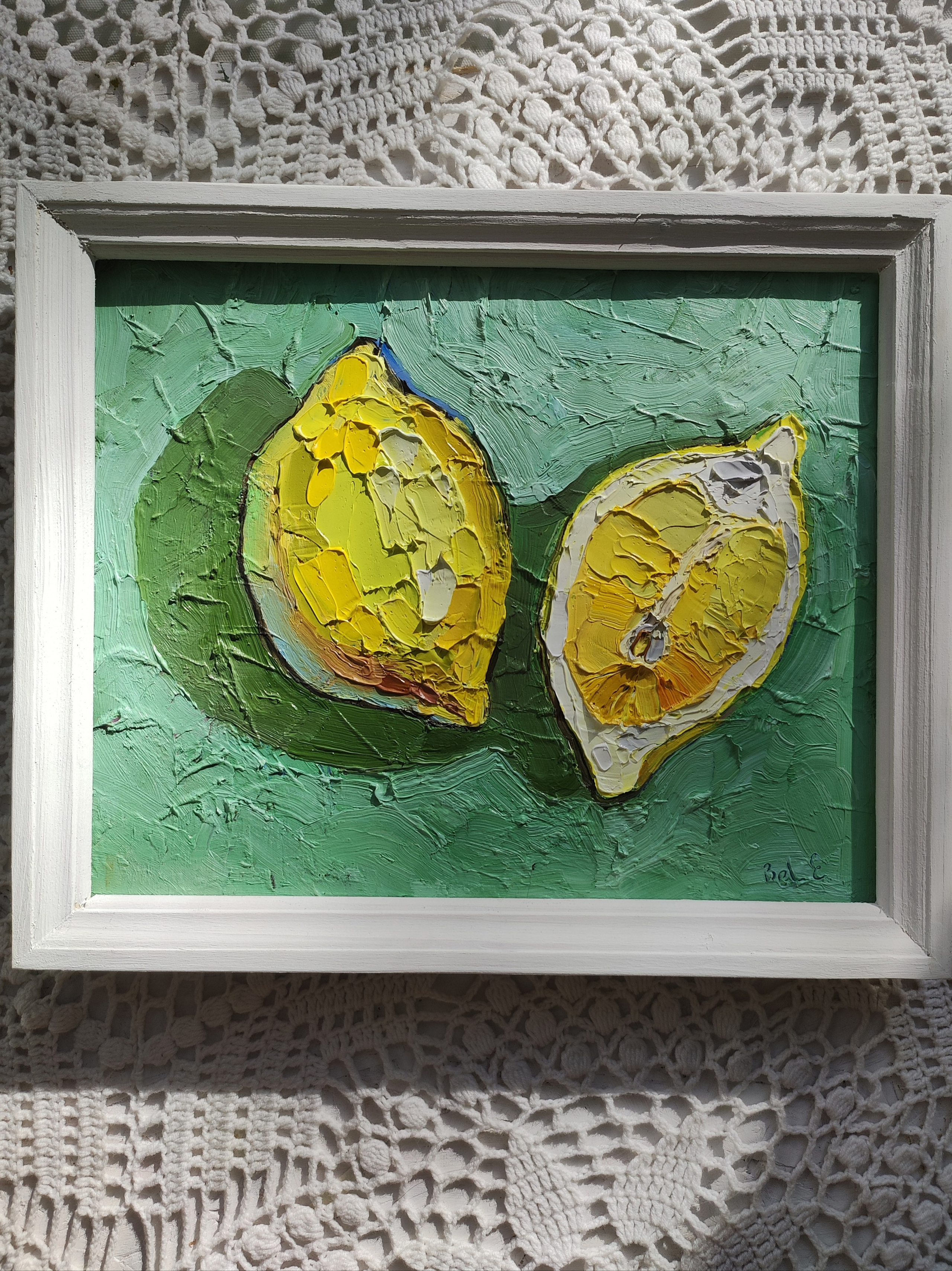 «Пара лимончиков», холст на картоне, 25×20 см. Галерея картин художницы Бельмесовой Евгении