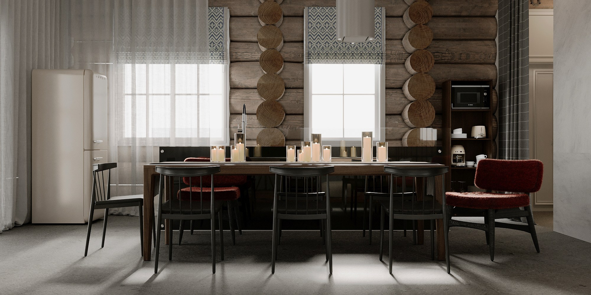 Двухэтажный дом из бруса п. Усть-Мана. Дизайн интерьера от Дмитрия Баландина