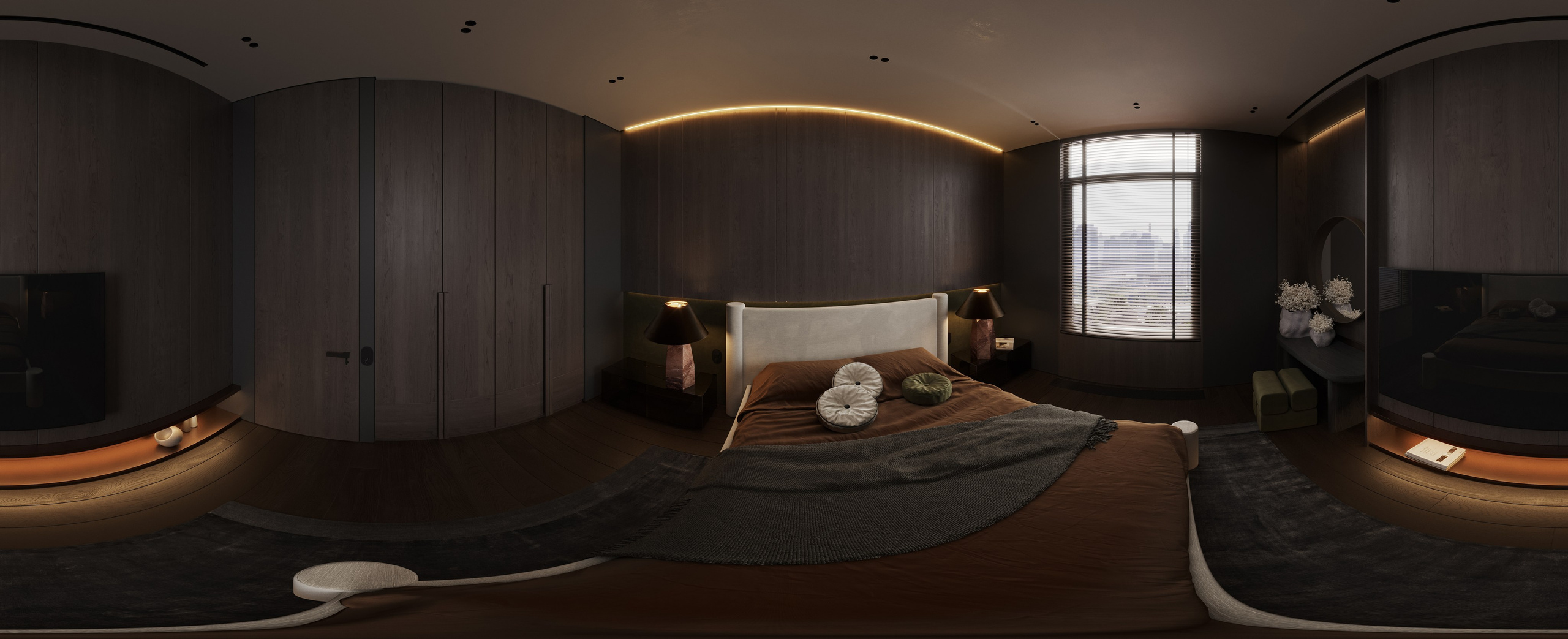 Интерьер спальни. 3D визуализация интерьера и архитектурной среды