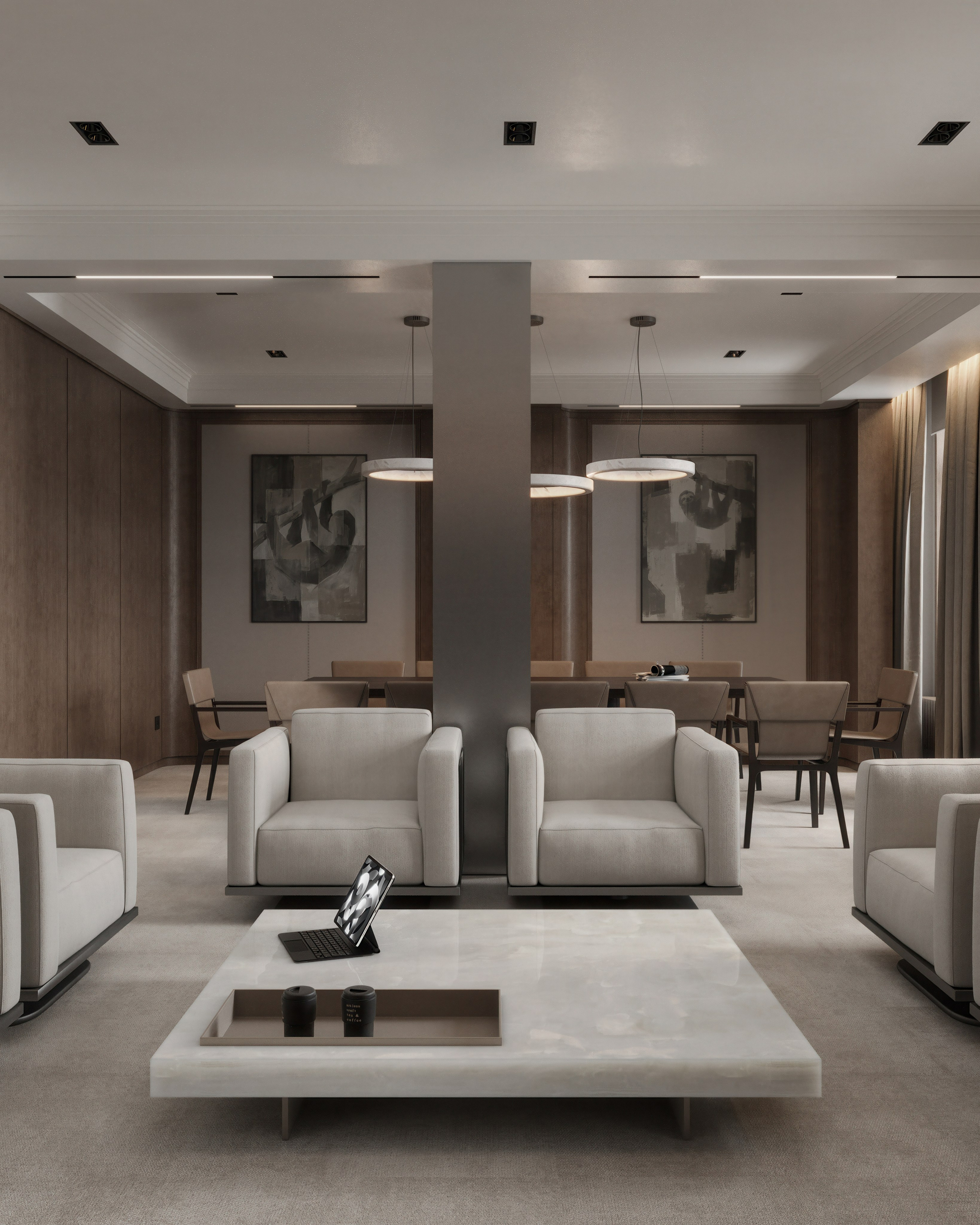 Зона для отдыха (Лаунж). 3D визуализация интерьера и архитектурной среды