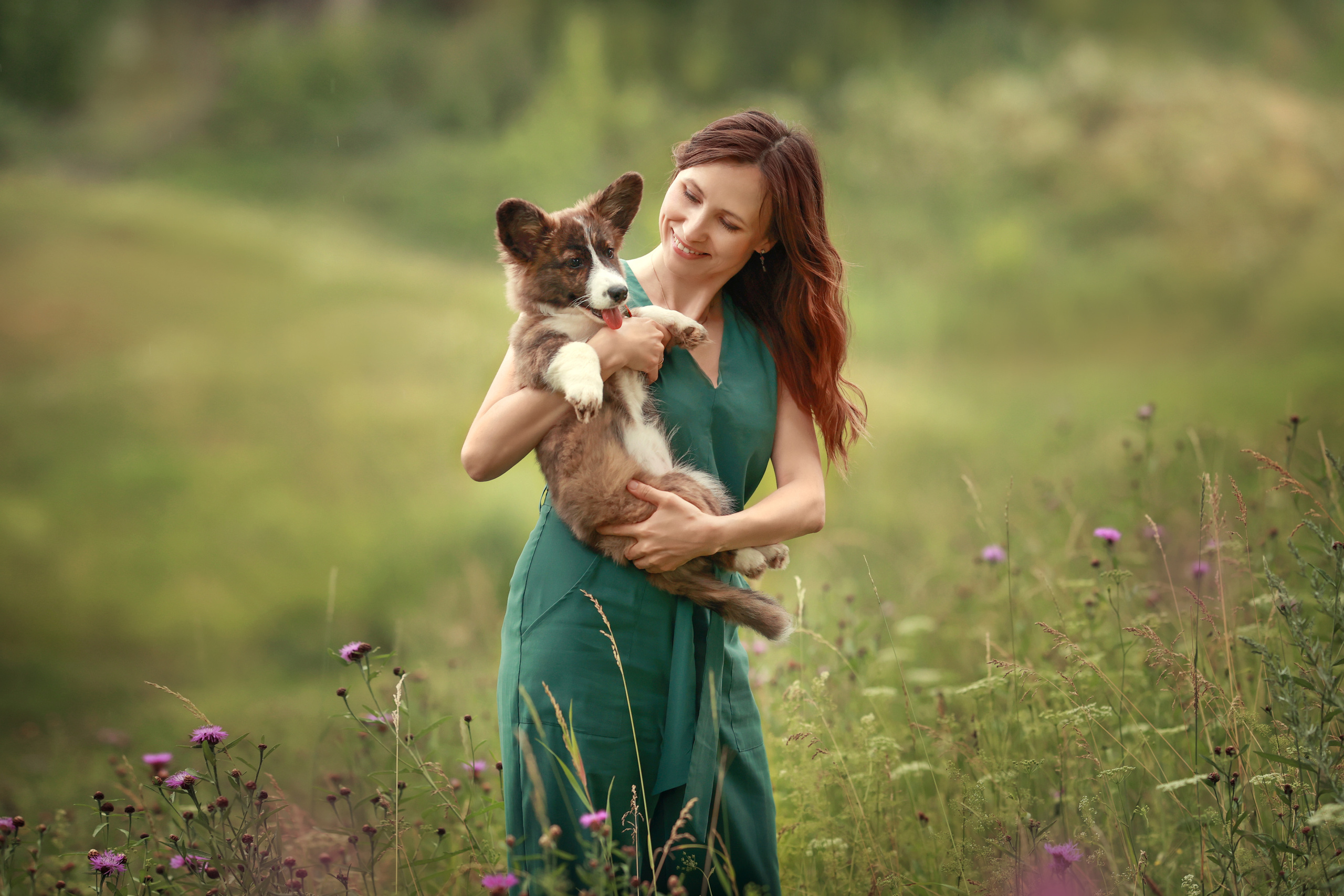 Фотопрогулка девушки и ее мохнатого друга - собаки. Семейный и детский фотограф в Перми Мария Карабатова