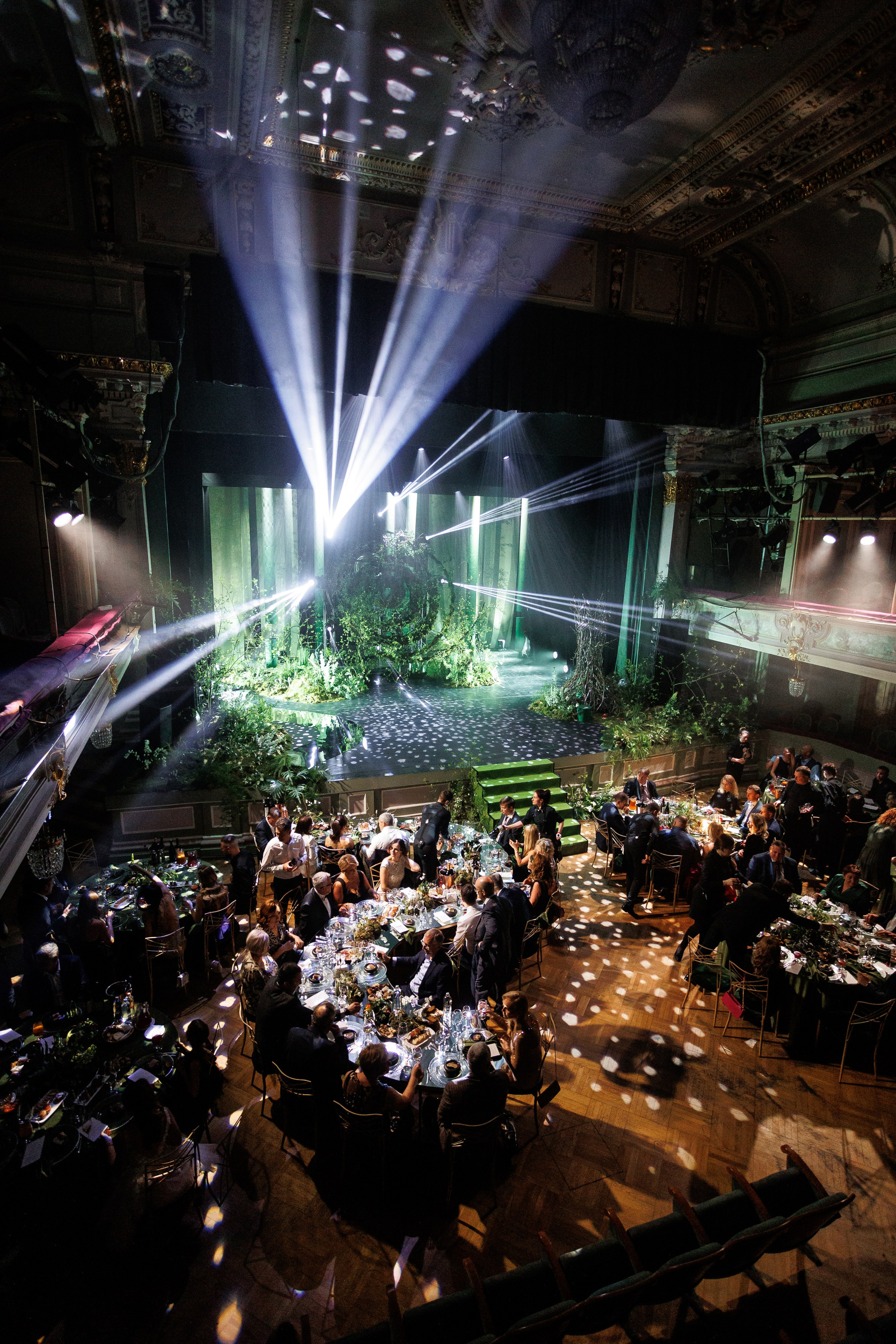 Event details and floral decoration at a gala dinner
