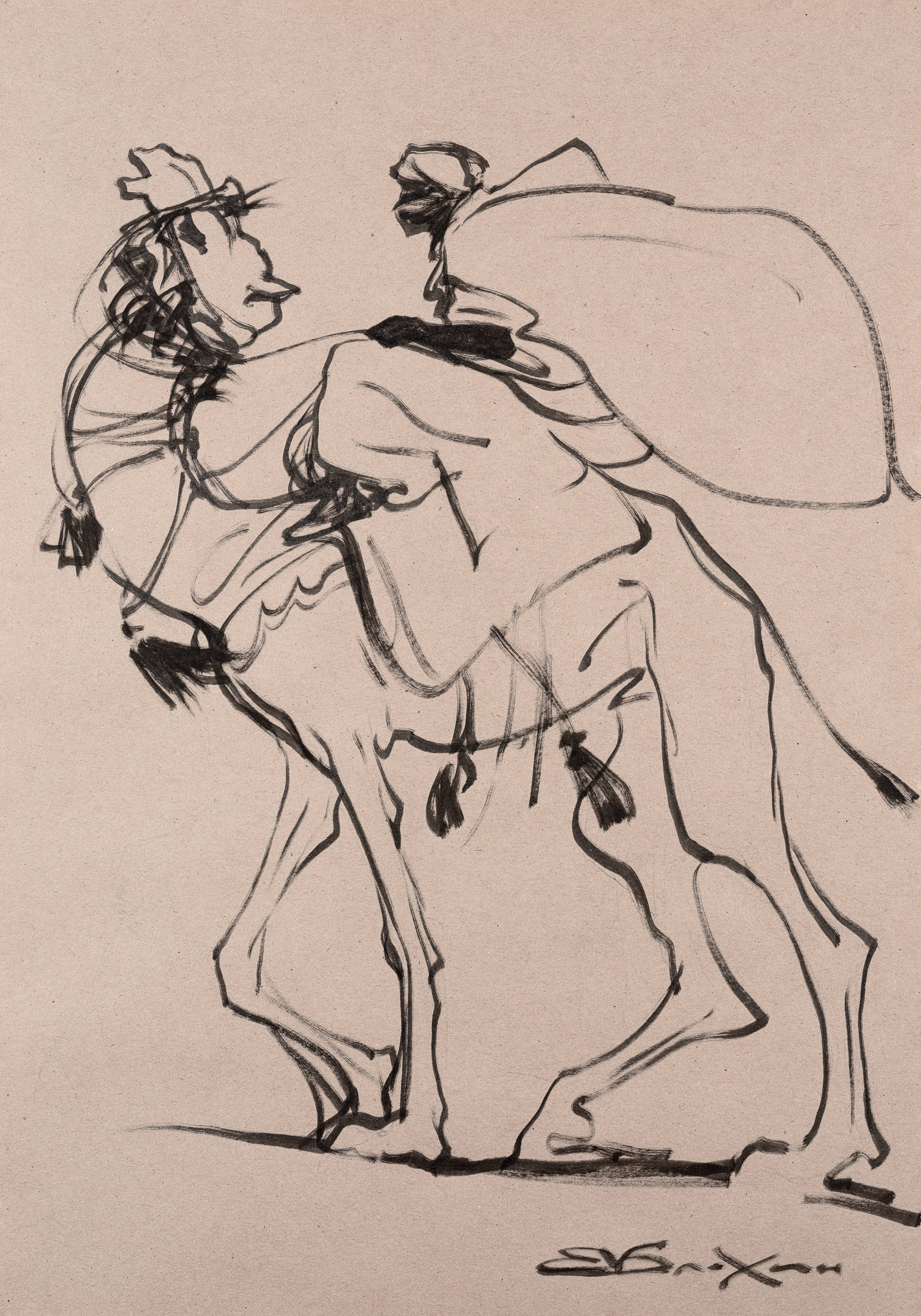 «Порыв ветра. Бедуин» - художник Валерий Блохин (бумага, маркер, 60x42 см, 2024)