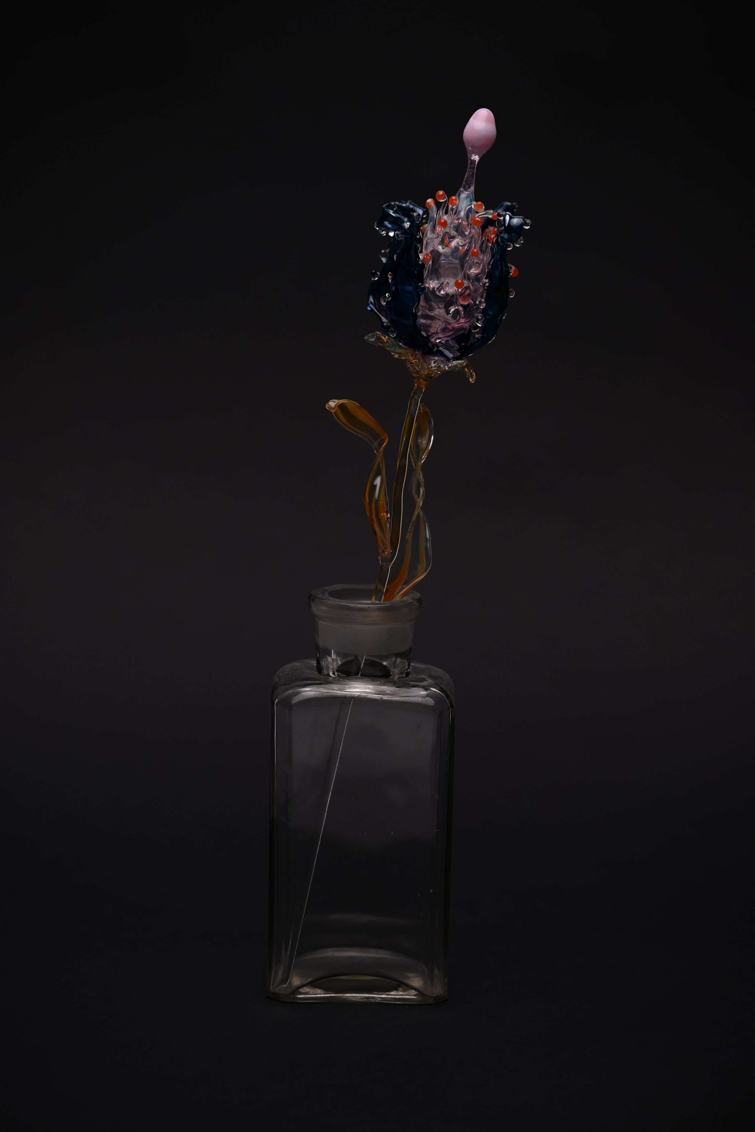 Flower No. 1Colored borosilicate glass, silver fuming. Height: 30 cm.I’m thinking of starting a new series of imaginary flowers, as if they had come from dreams, old children’s books, and fairy tales. A little strange, sometimes romantic, sometimes dangerous. Flowers that might grow somewhere we stopped visiting a long time ago.I don’t know yet whether this first flower will grow into a series. Sometimes a new story begins just like this — with a single object that appeared almost by chance.