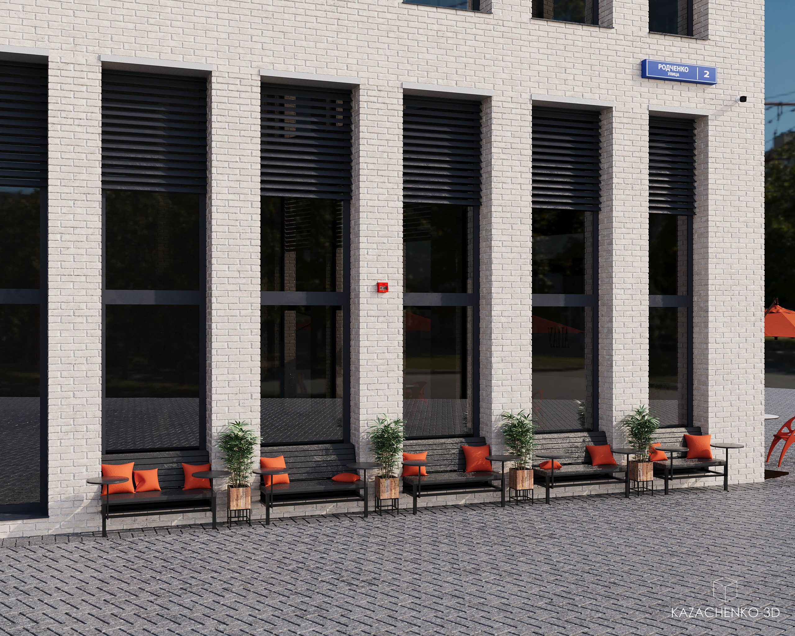 Визуализация экстерьера — кафе ЛИЛУ, г. Москва. 3D-визуализатор Роман Казаченко