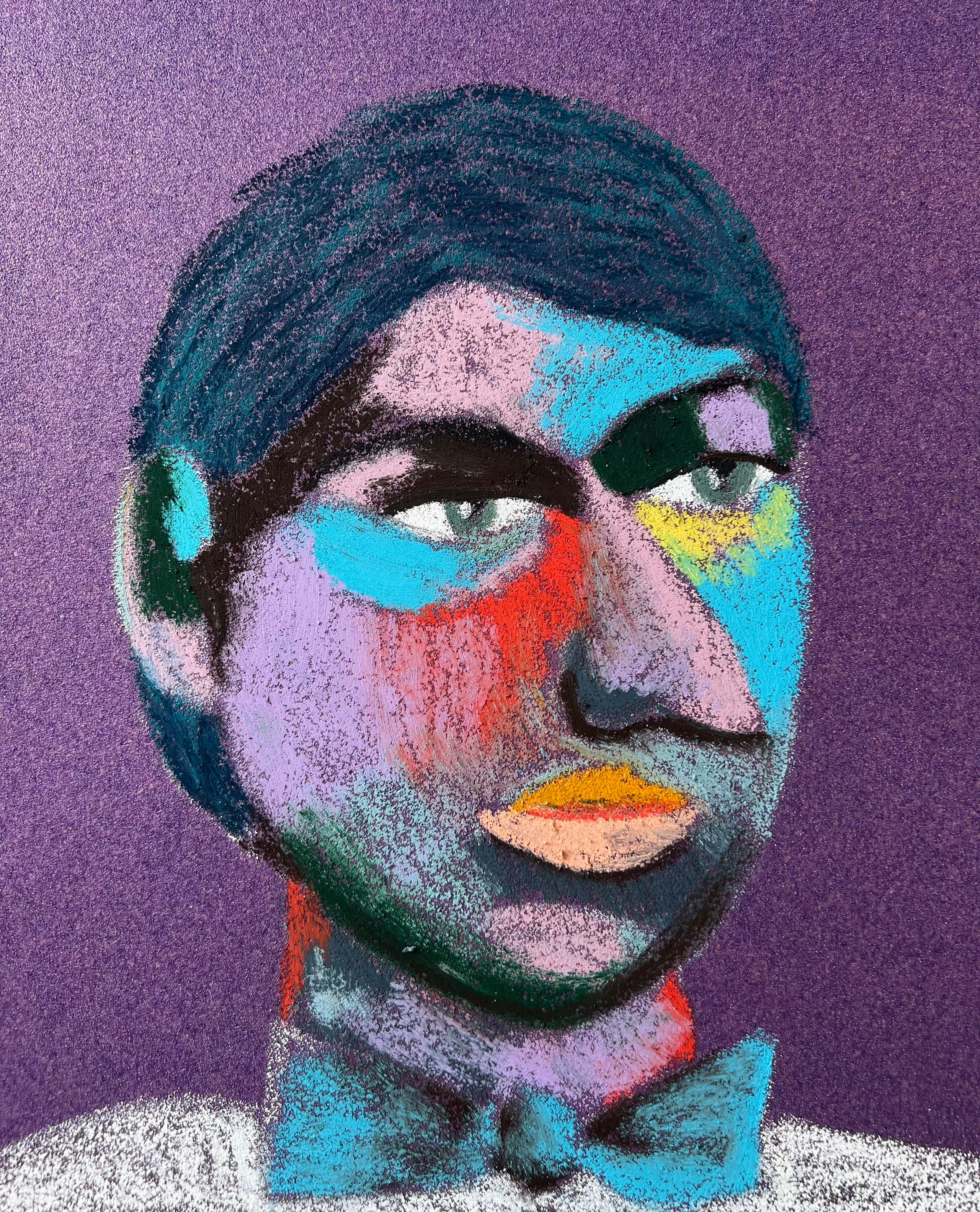 Title: Ph.D  Material: Oil pastel, sandpaper Size: 28 x 23 cm 