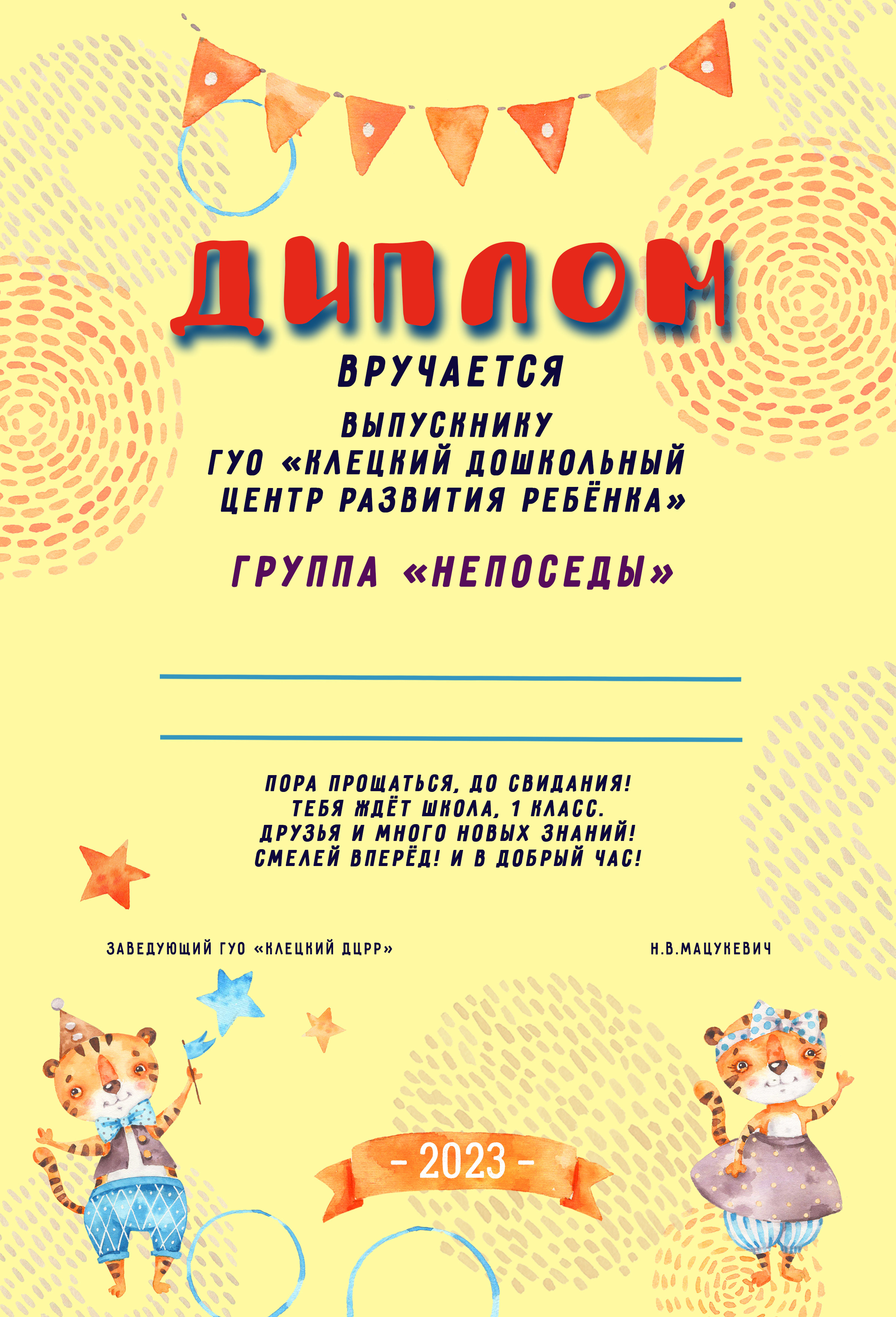 Диплом об окончании детского сада. Детский и школьный фотограф Наталья Анищик