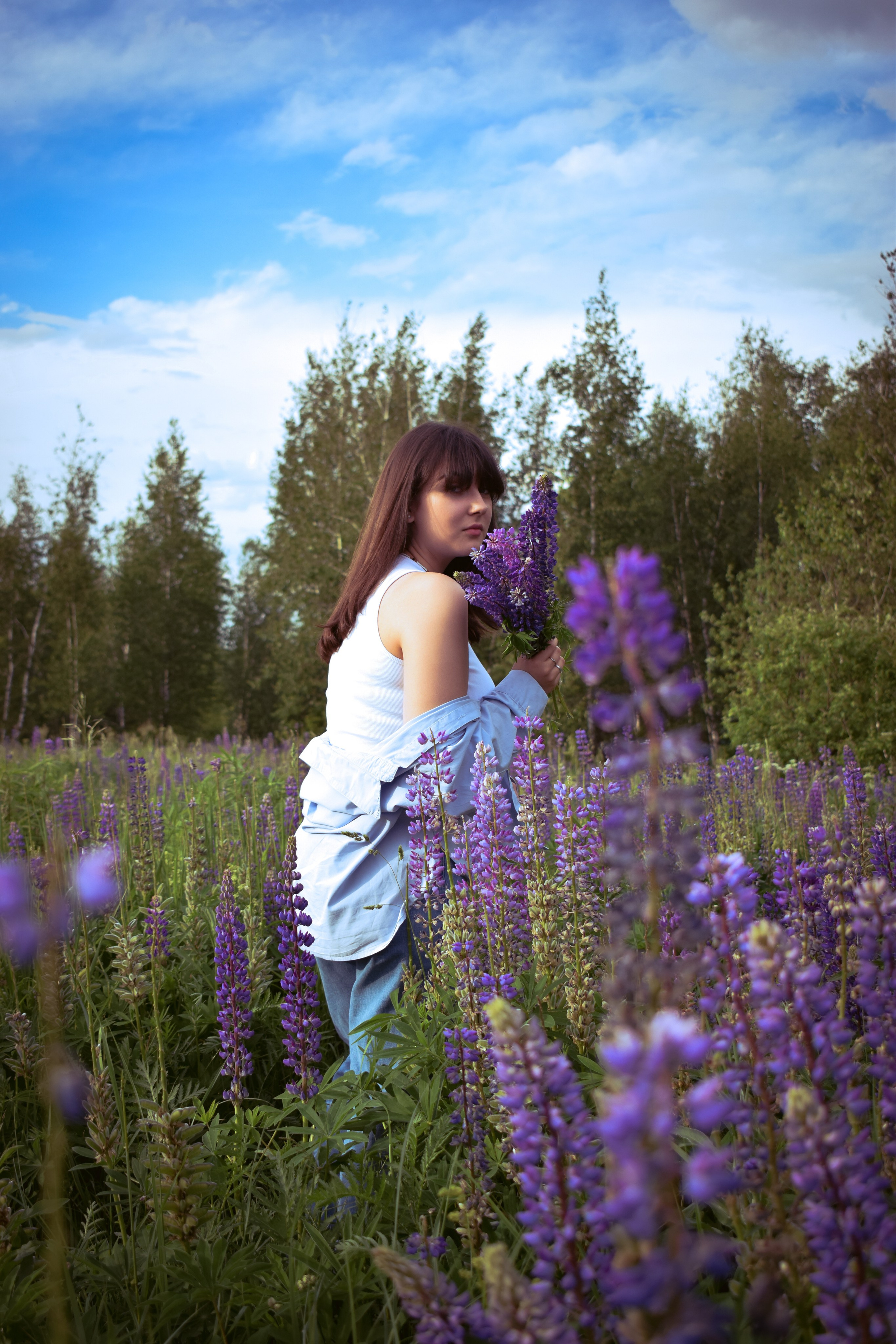 Сьемка в люпинах. Фотограф Москва