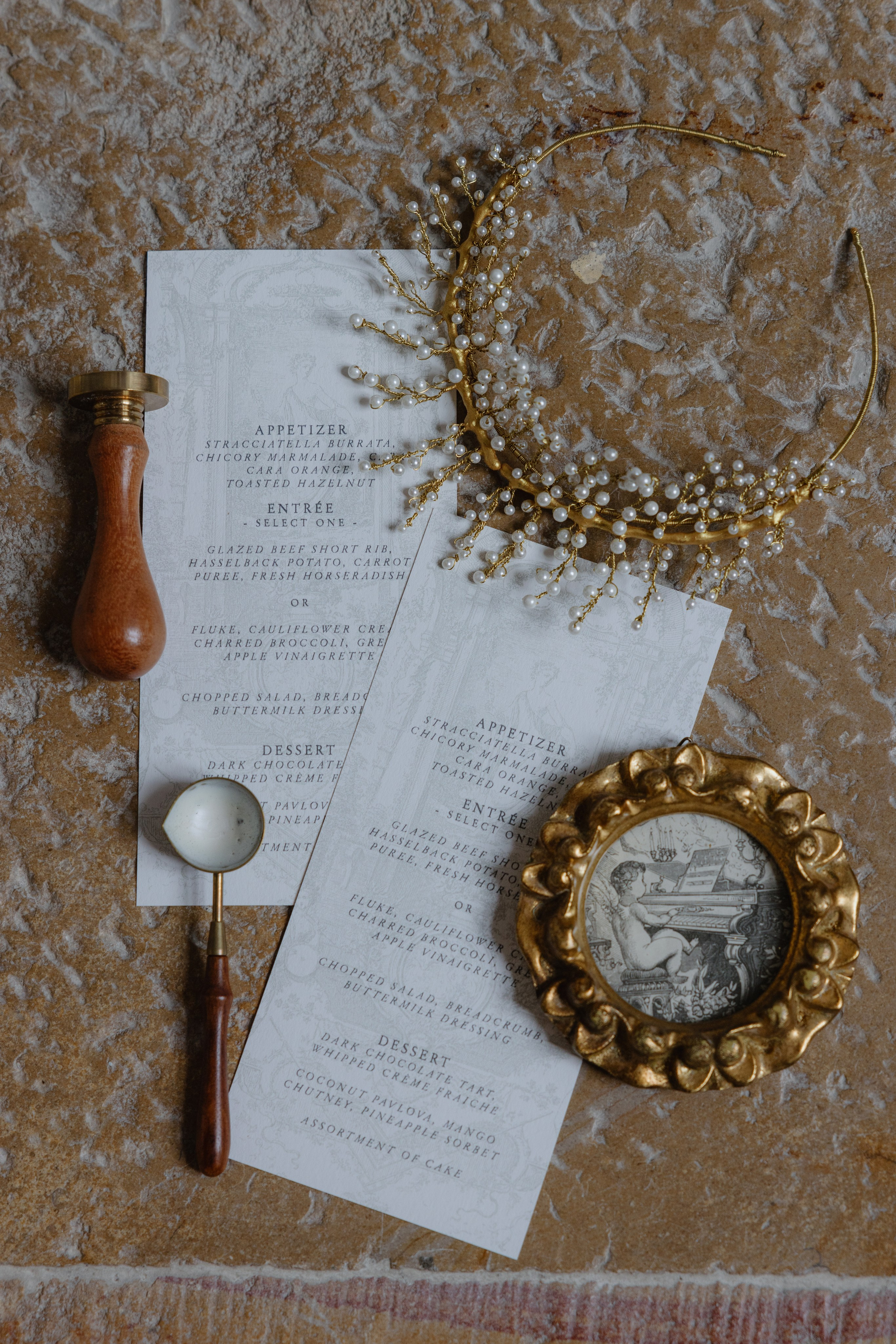 Fine art wedding invitation suite with elegant stationery