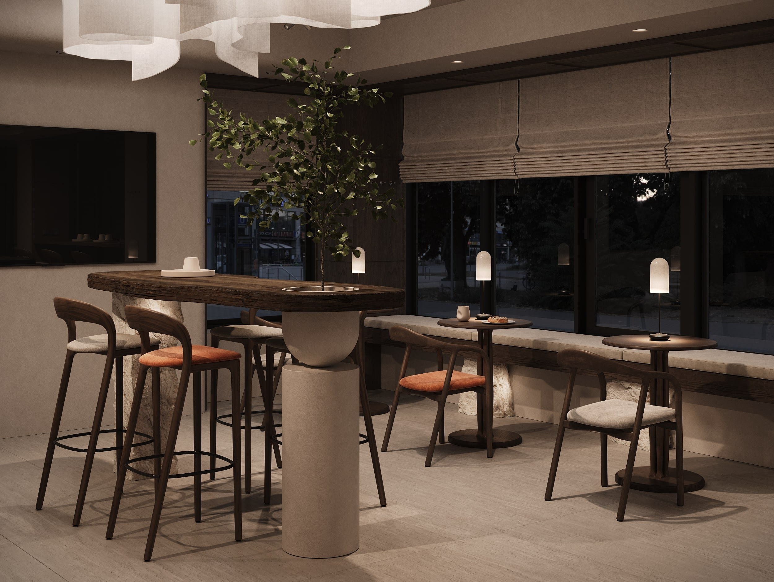 Кафе / 2025. 3D-сцены интерьеров в 3ds Мах: сборка по ТЗ для визуализаторов