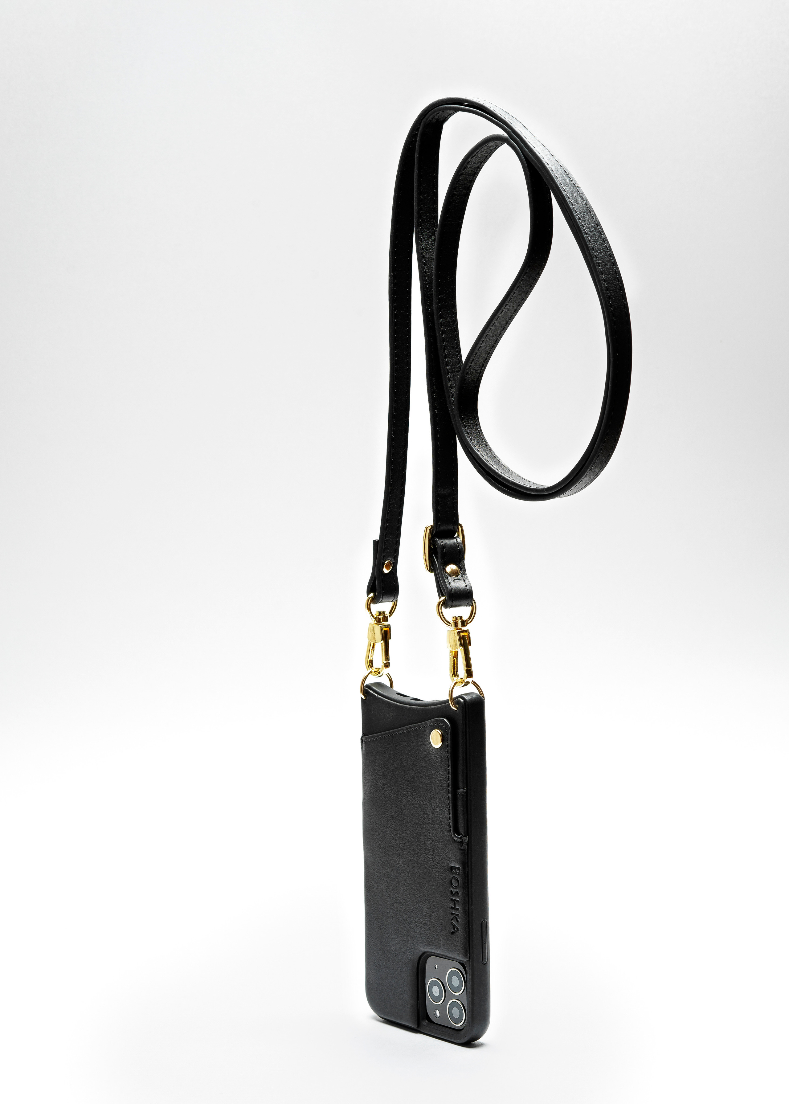 Чехол для смартфона из натуральной кожи чёрного цвета