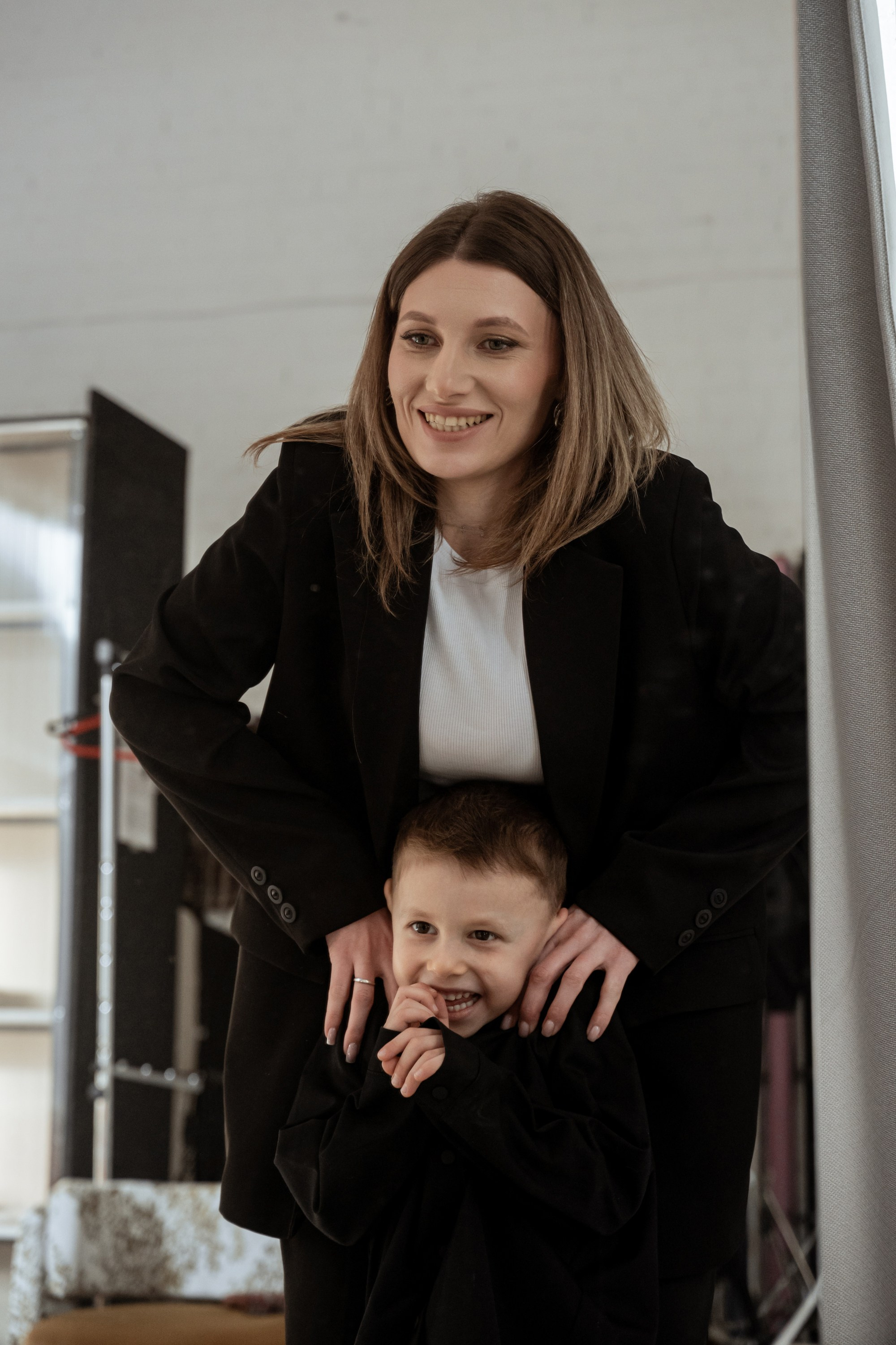 Mother and son photo shoting