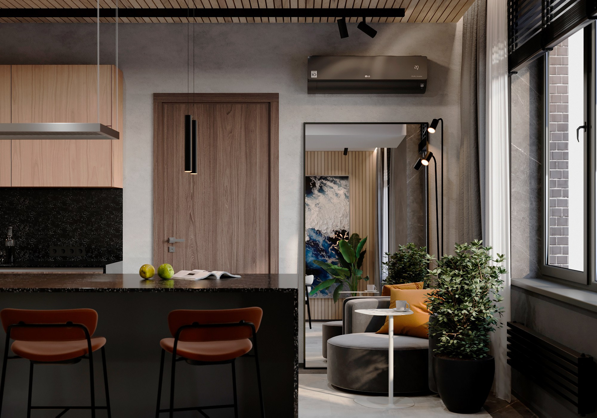 Кухня-столовая и холл (1 этаж). 3D-дизайнер Кристина Пуляевская