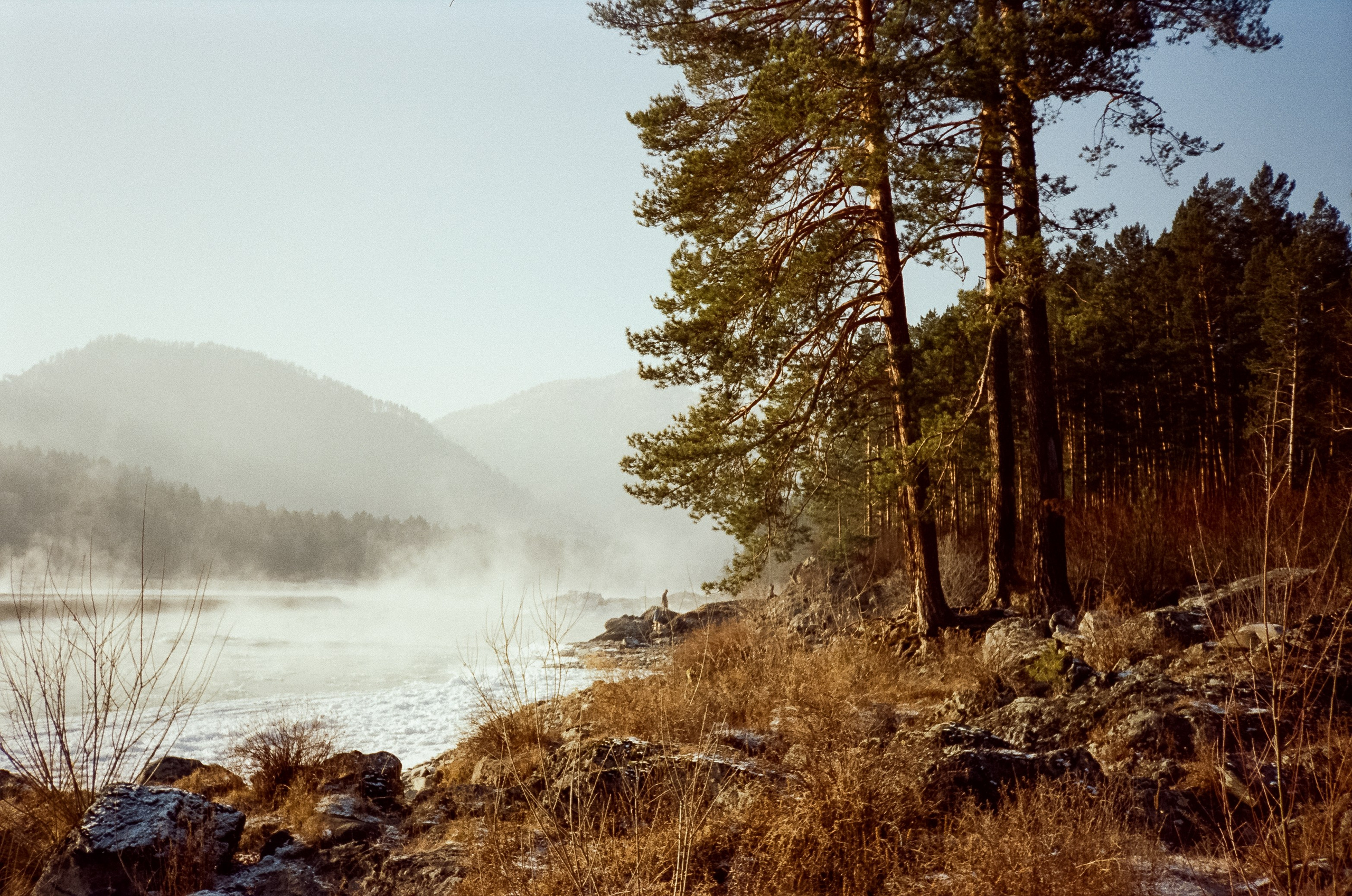 База Берель: лес, скалы, пляж, снег и лед, солнце и пар на Катуни. Фотограф-документалист Мария Осокина