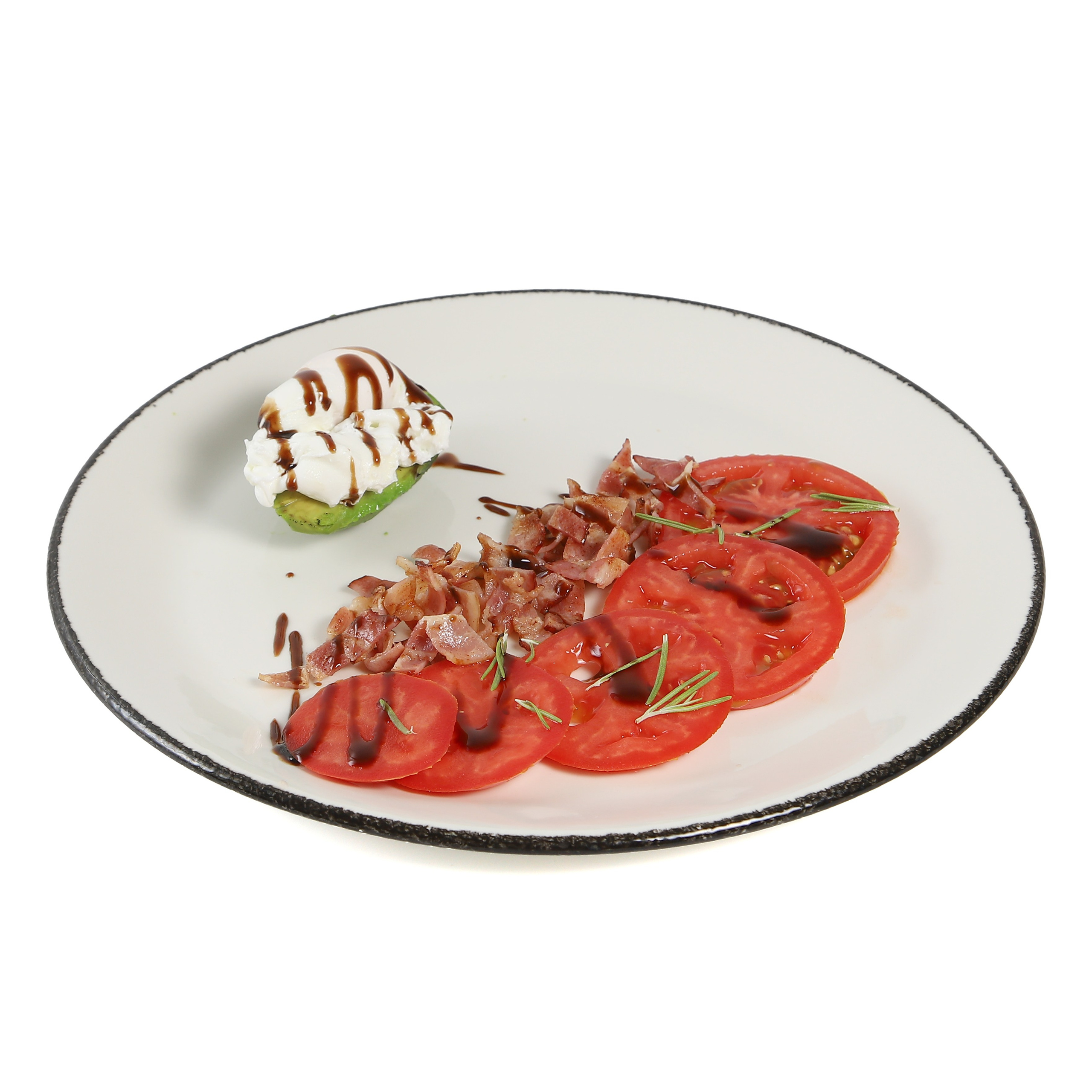 Фуд-фотография закуски из томатов и сыра моцарелла.