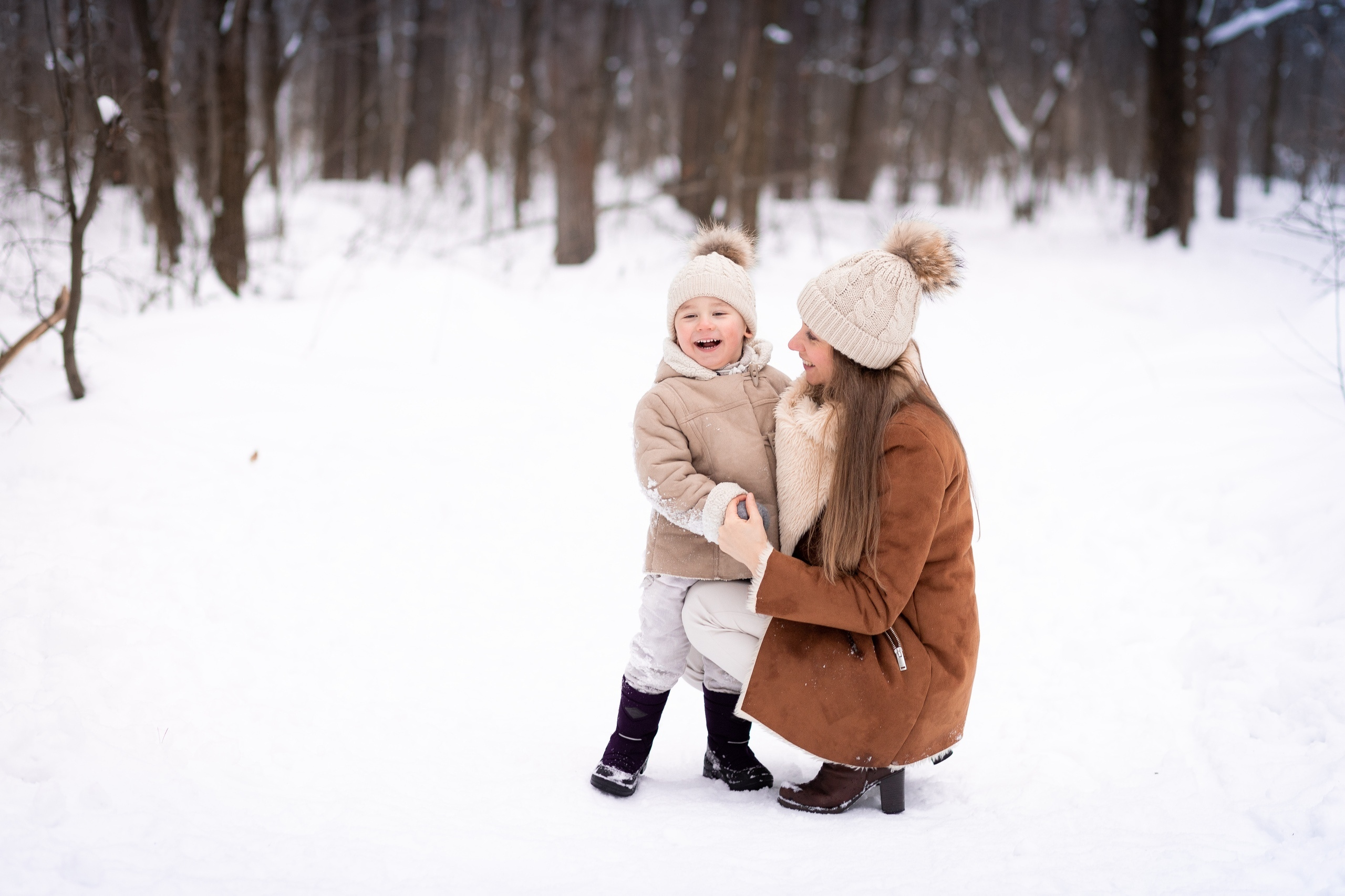 Зимняя фотосессия в лесу. Екатерина Новикова — семейный и свадебный фотограф. Москва, МО
