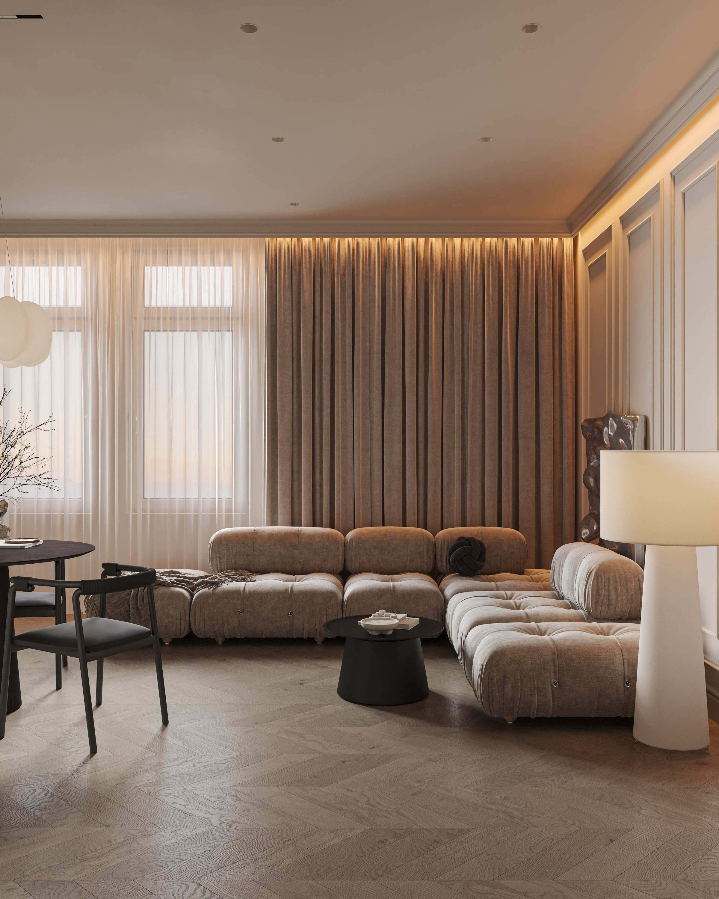 Кухня-гостиная ЖК «Континенталь». 3D визуализация интерьера Надежда Соколова