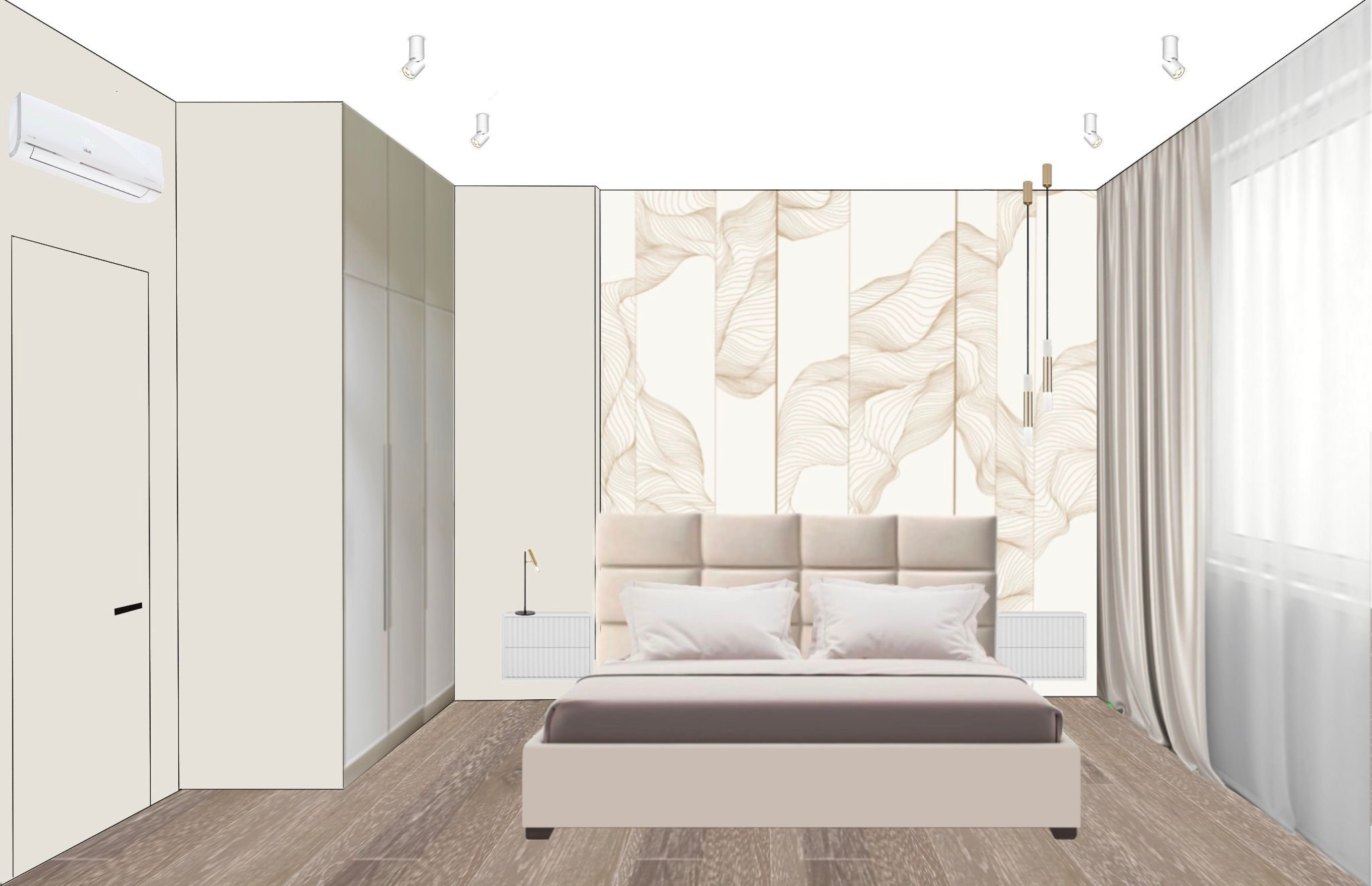 Квартира на ул. Павла Корчагина (эскизная визуализация). Дизайнер интерьера Квасова Вероника