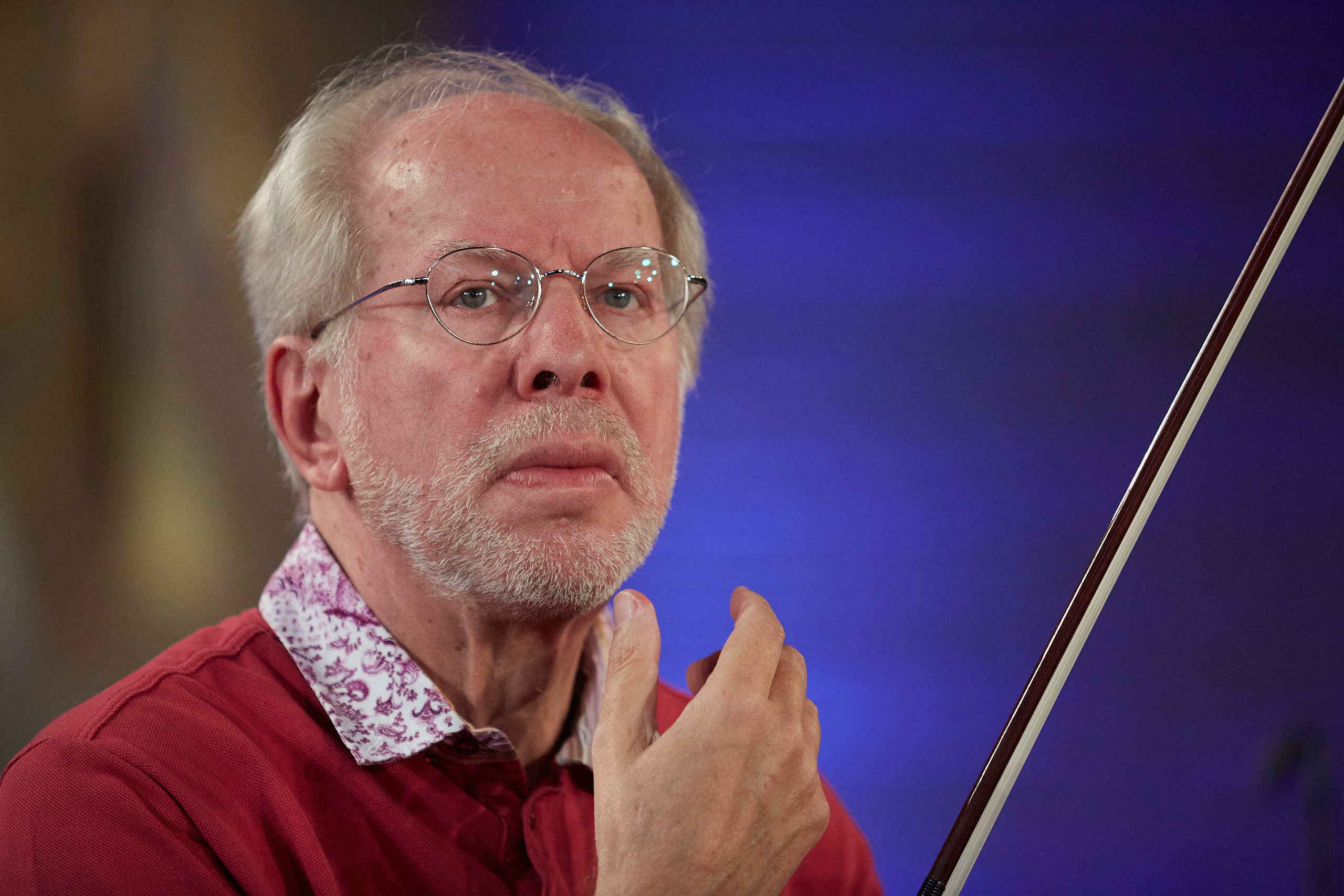 Latvian classical violinist Gidon Kremer at a rehearsal