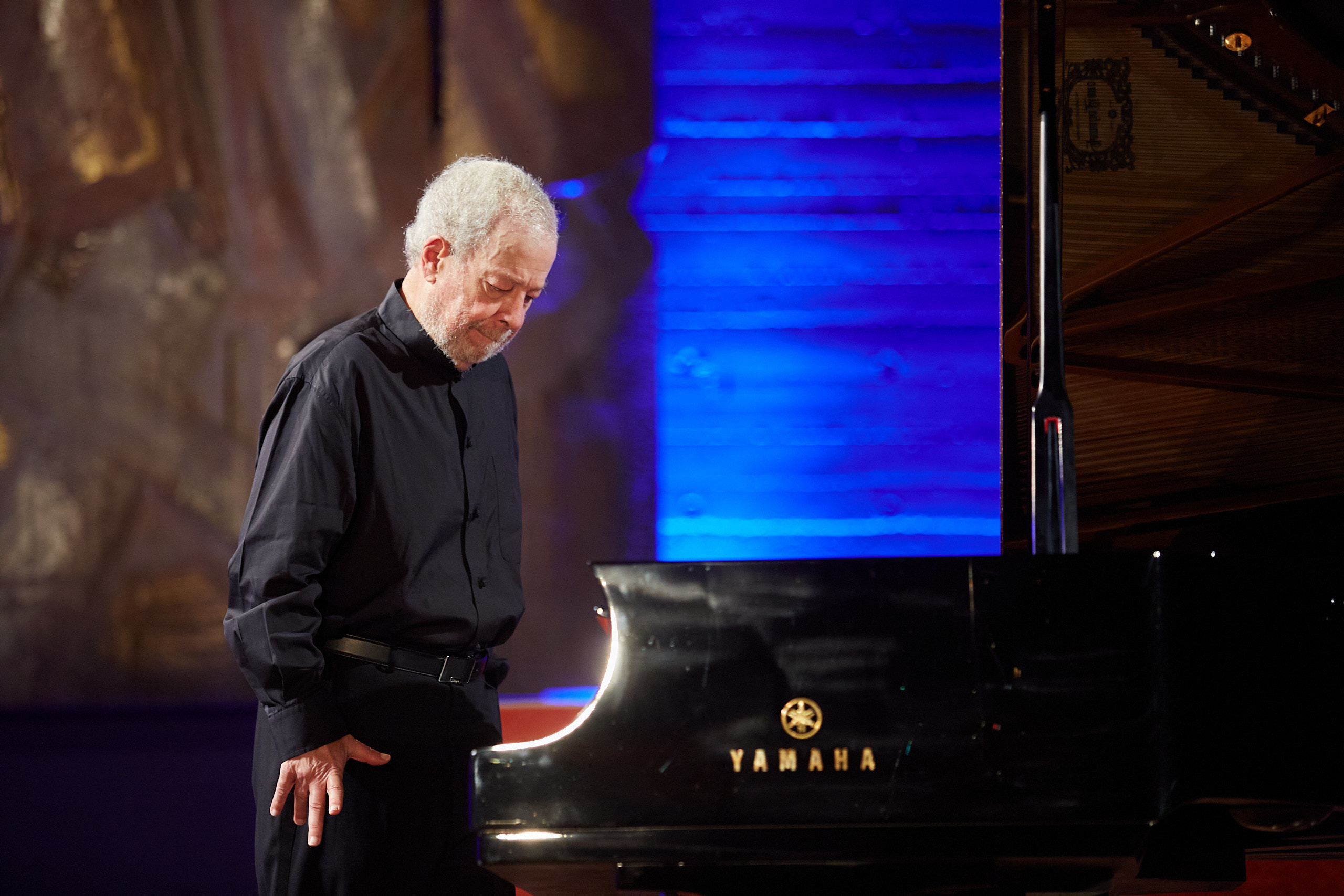 Nelson José Pinto Freire famous Brazilian classical pianist on the stage.