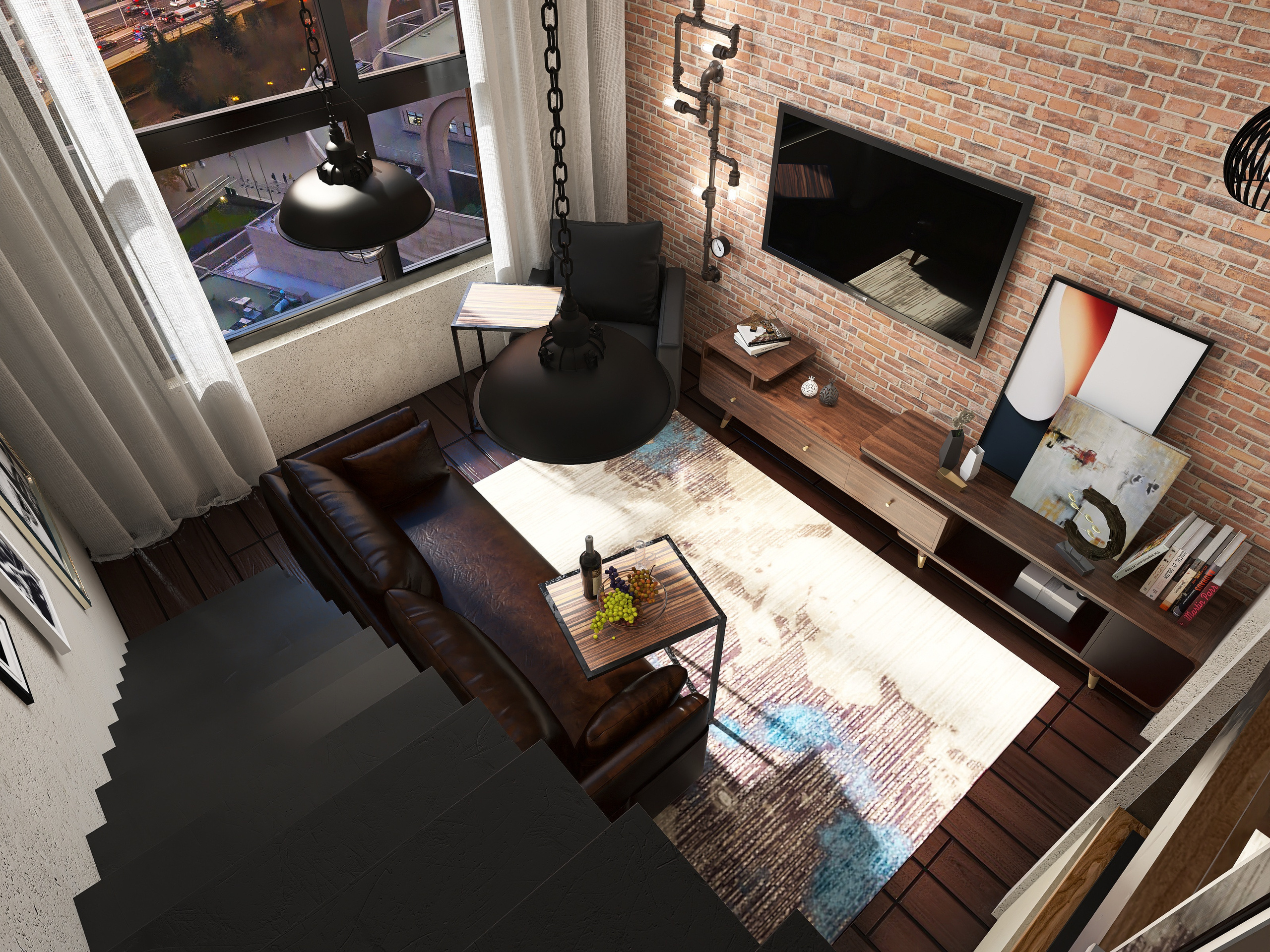 Двухэтажная студия 23 кв. Дизайнер интерьера Юлия Лебедева. Москва