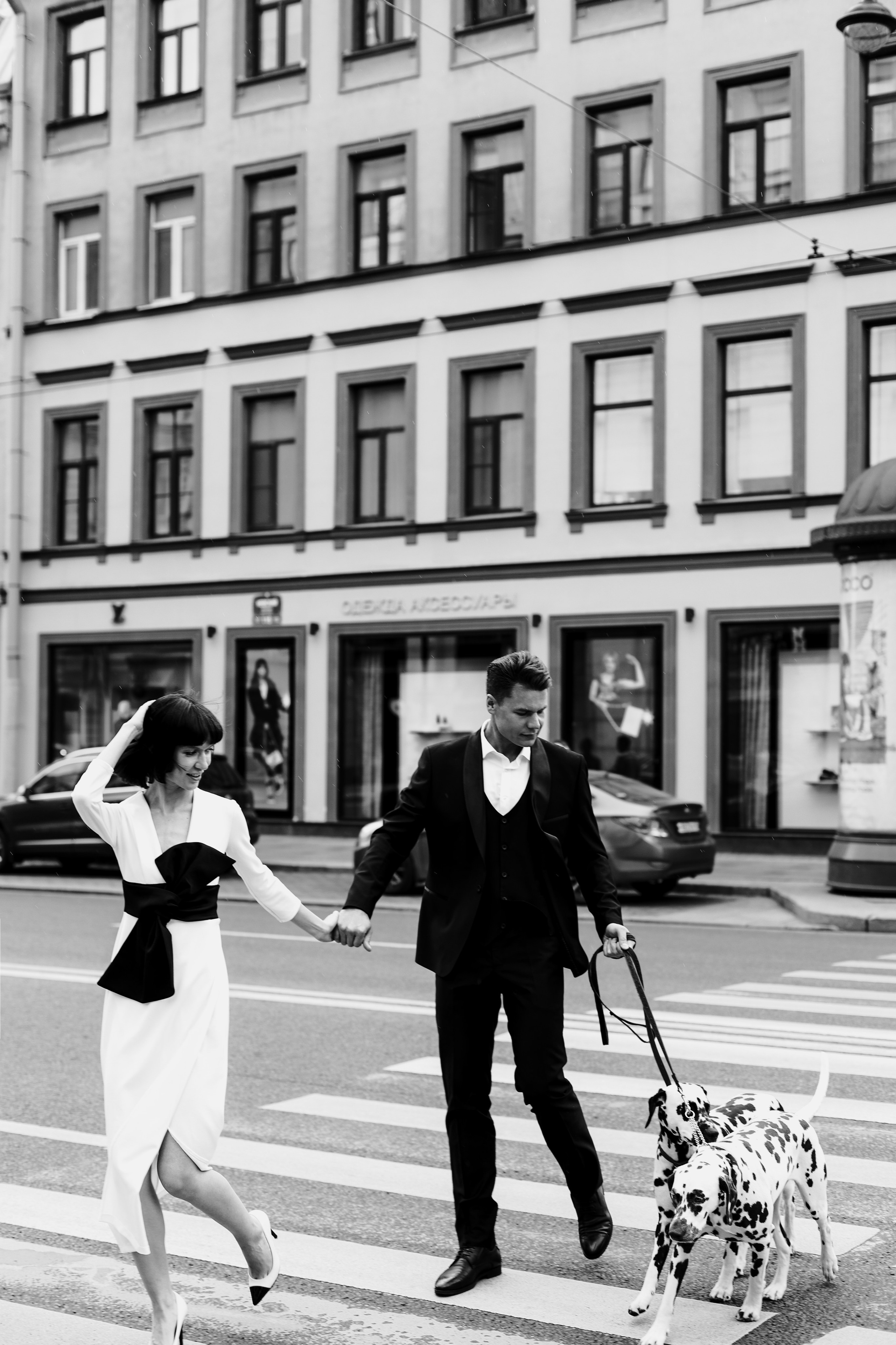 Свадебная прогулка с далматинцами. Свадебный и love story фотограф в Санкт-Петербурге (Спб) Natali Iva