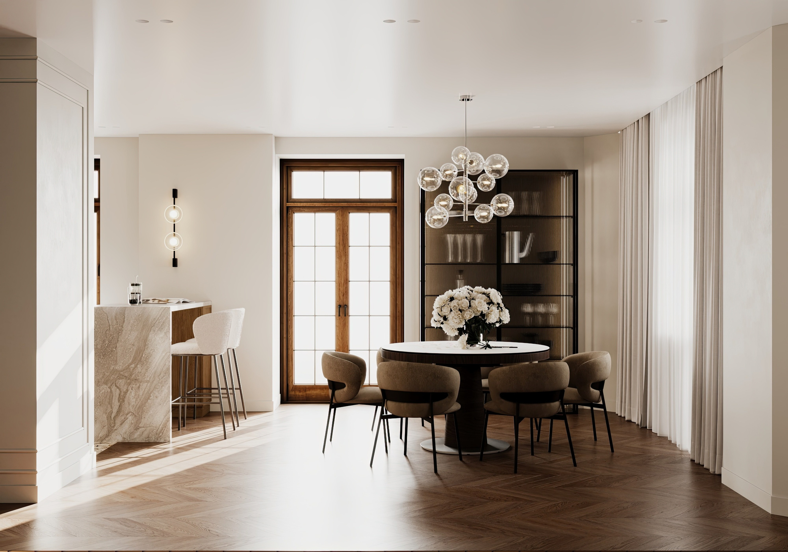 Полянка кухня-гостиная-прихожая-коридор. Визуализатор Векшина Елена