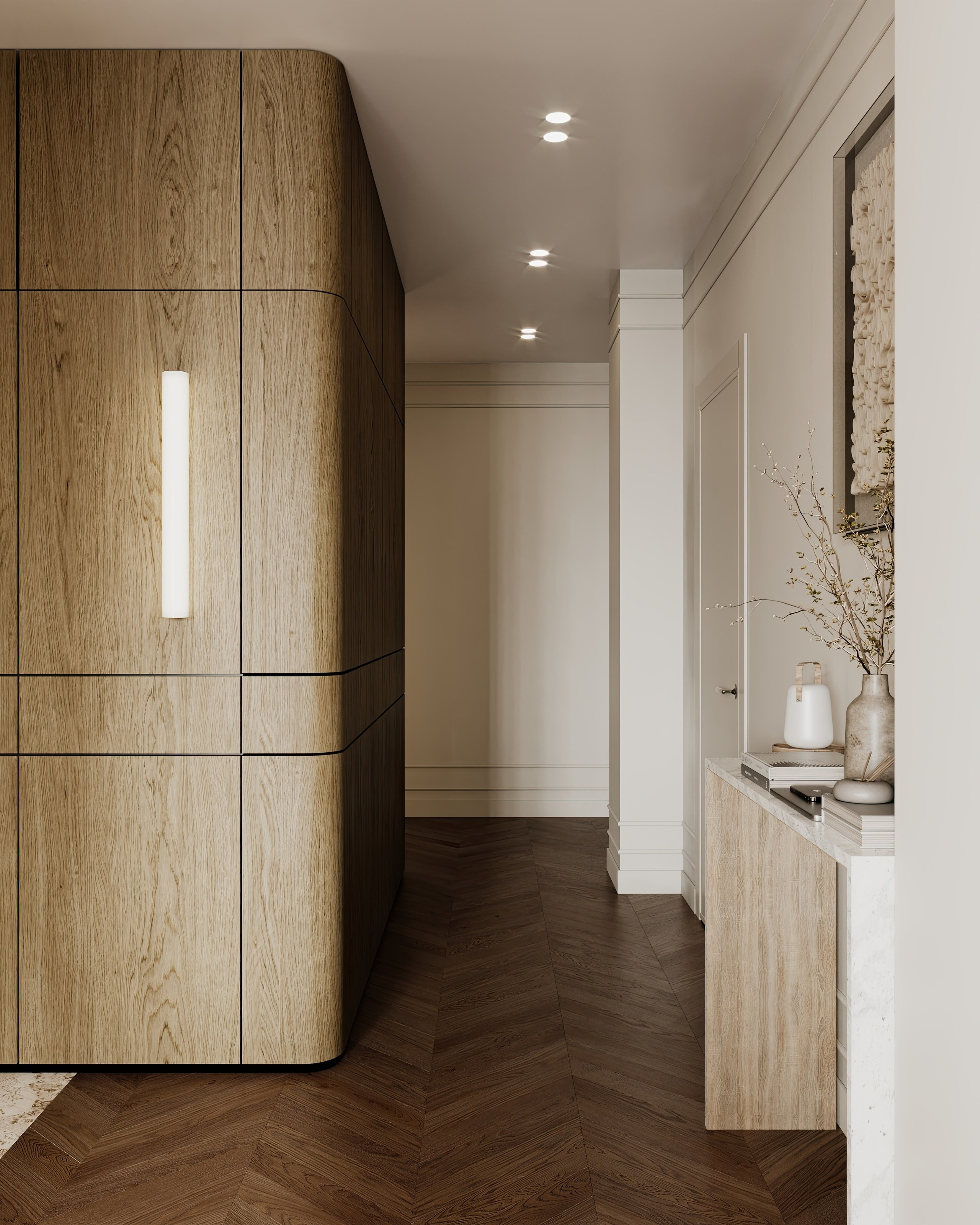 Полянка кухня-гостиная-прихожая-коридор. Визуализатор Векшина Елена