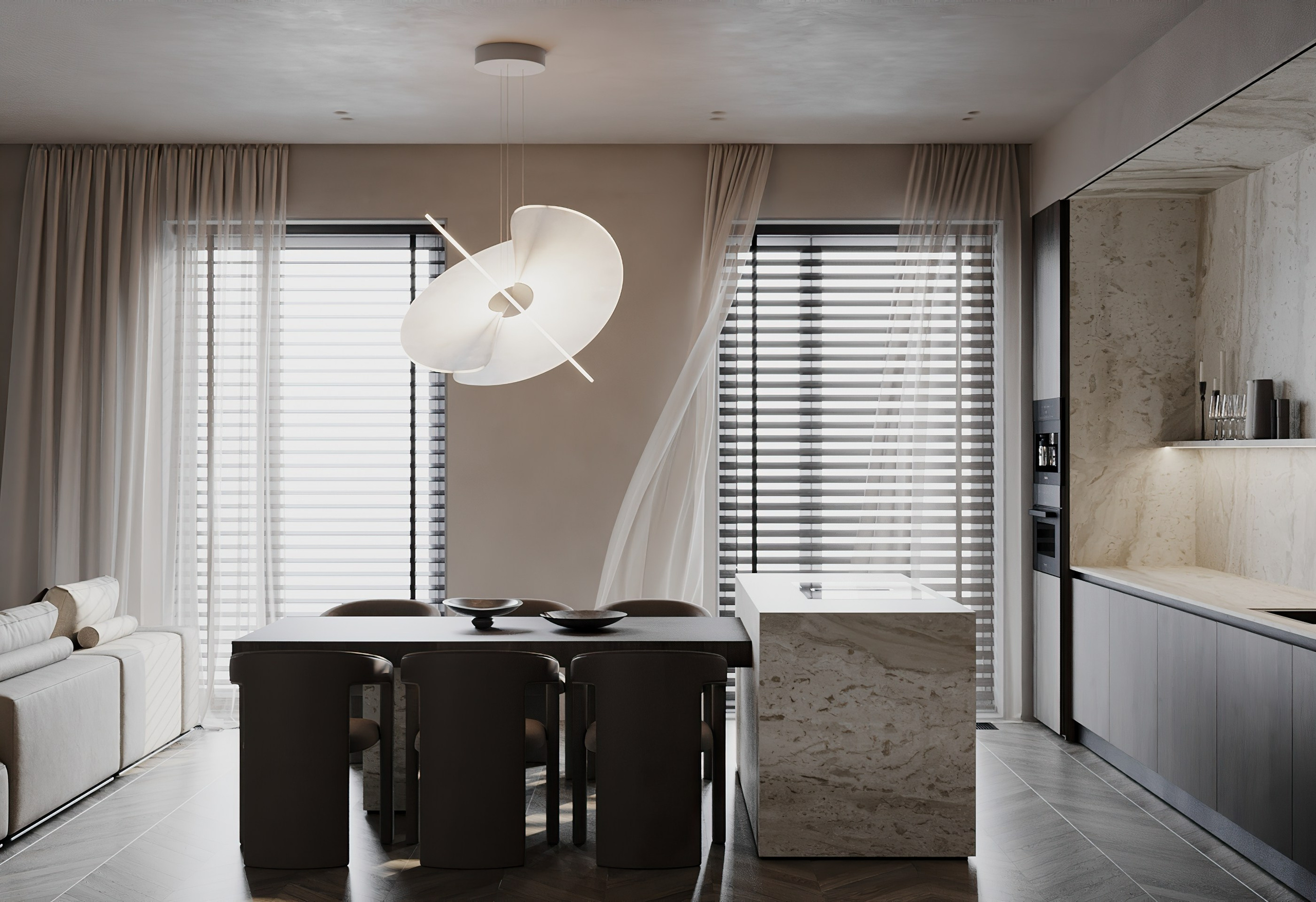 Кухня —гостиная ЖК Титул. Визуализатор Векшина Елена