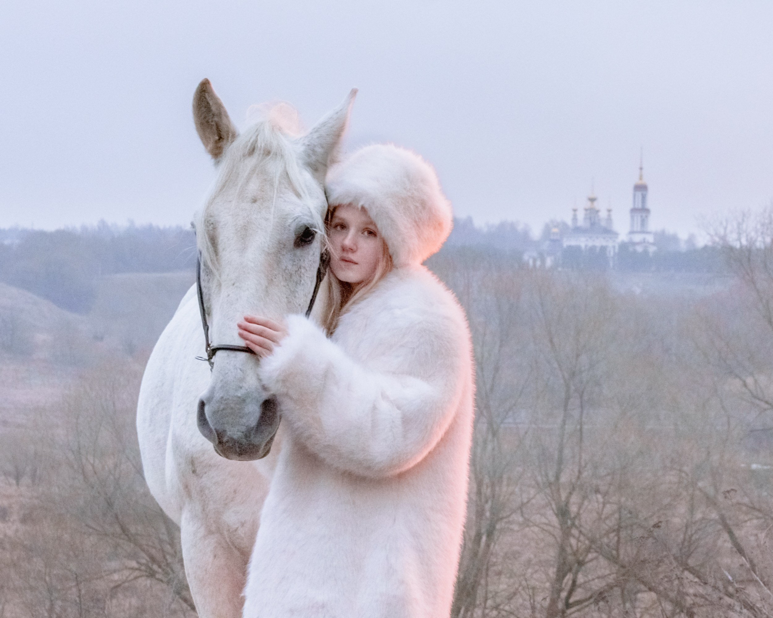 Винтажная фотосессия в русском стиле с лошадьми
