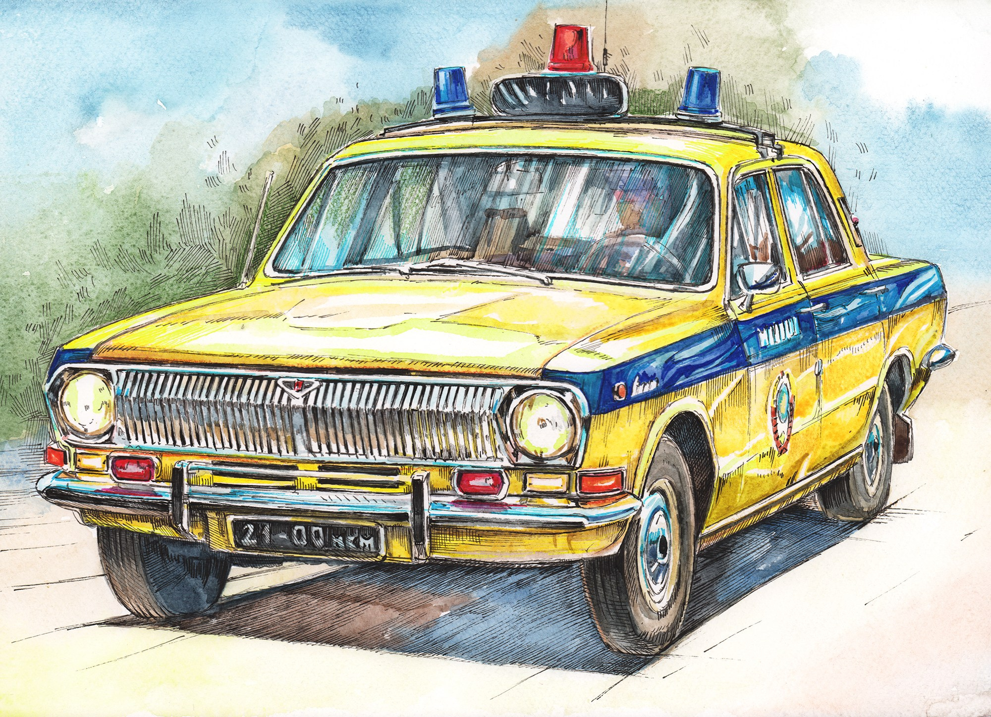 Легковые и грузовые автомашины СССР. Художник Александр Петрунин