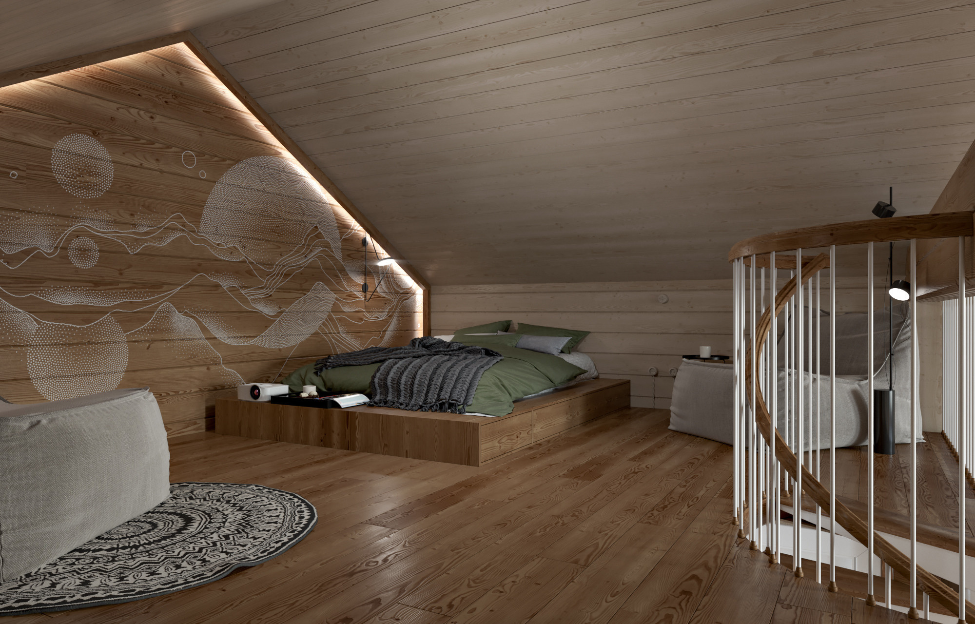 Интерьер частного дома в поселке Зимняя Горка. Дизайнерский ремонт квартир и домов под ключ в Казани