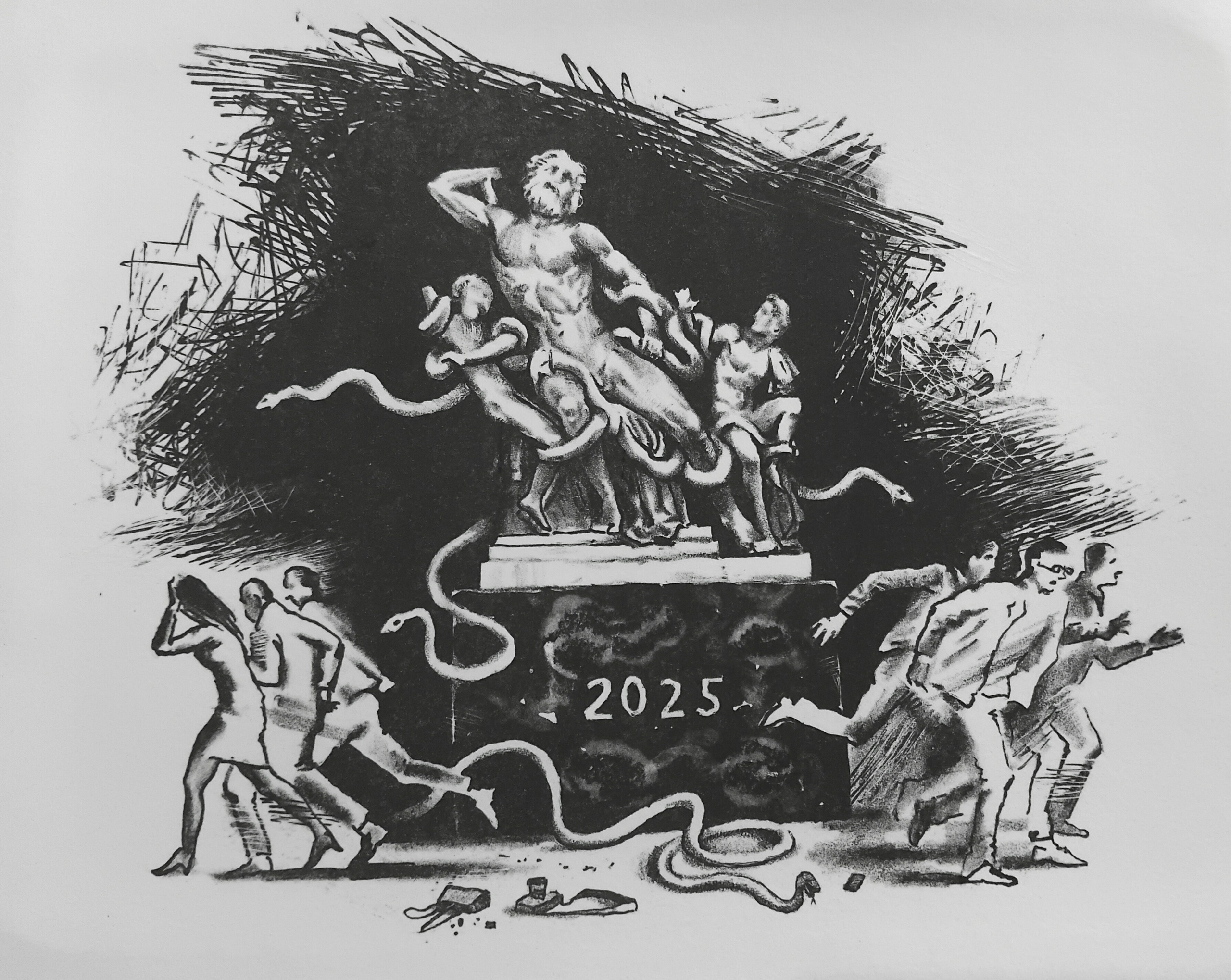 Перфеличка, открытка, печатная графика, литография, год змеи