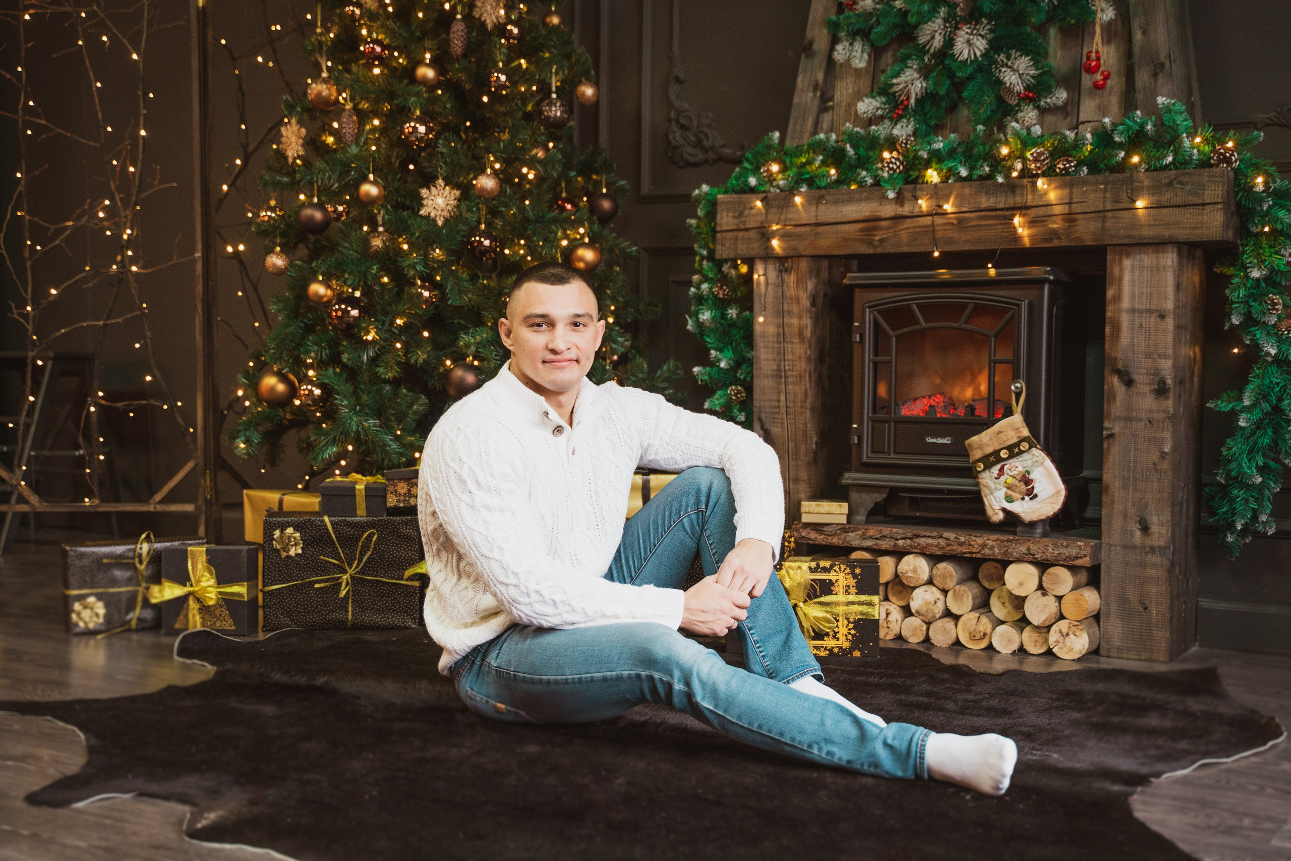 Новогодняя фотосессия беременности в студии. Анна и Кирилл. Свадебный и репортажный фотограф в Уфе| Осетрова Ольга