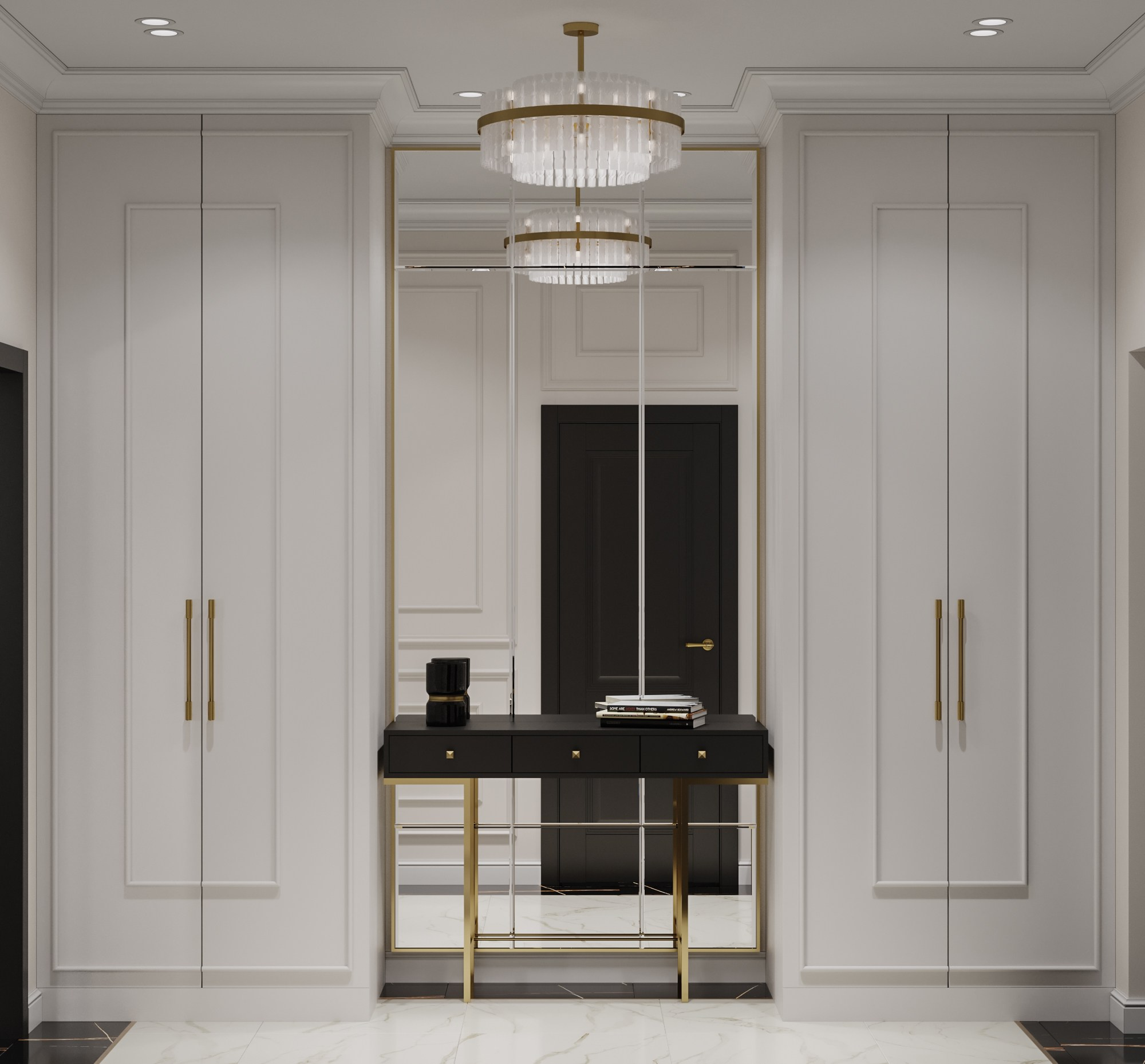 3д визуализация прихожей в современном классическом стиле 