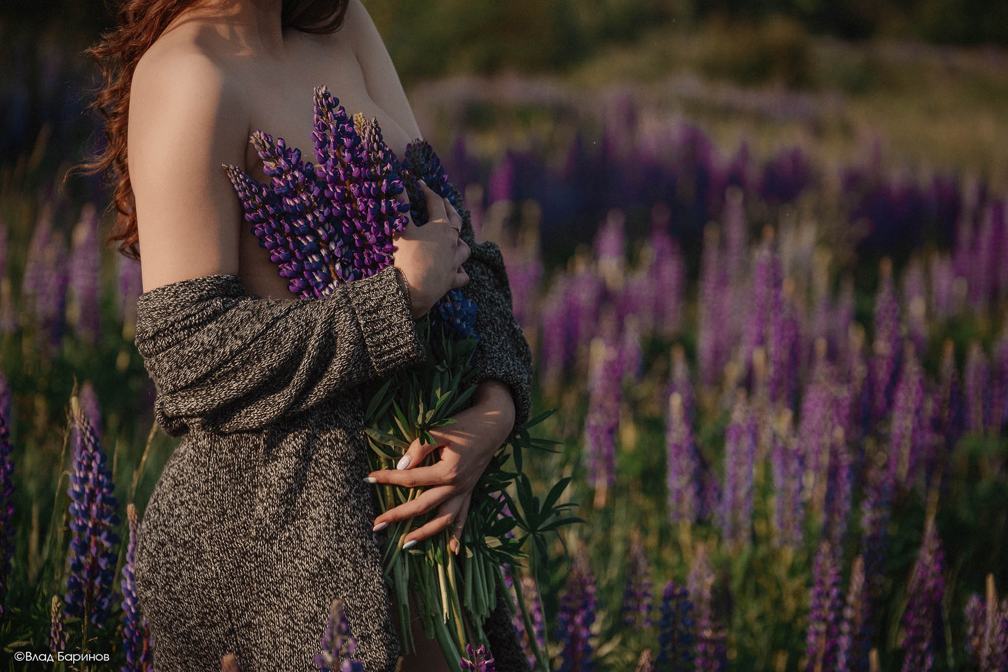 Беременная фотосессия в люпинах