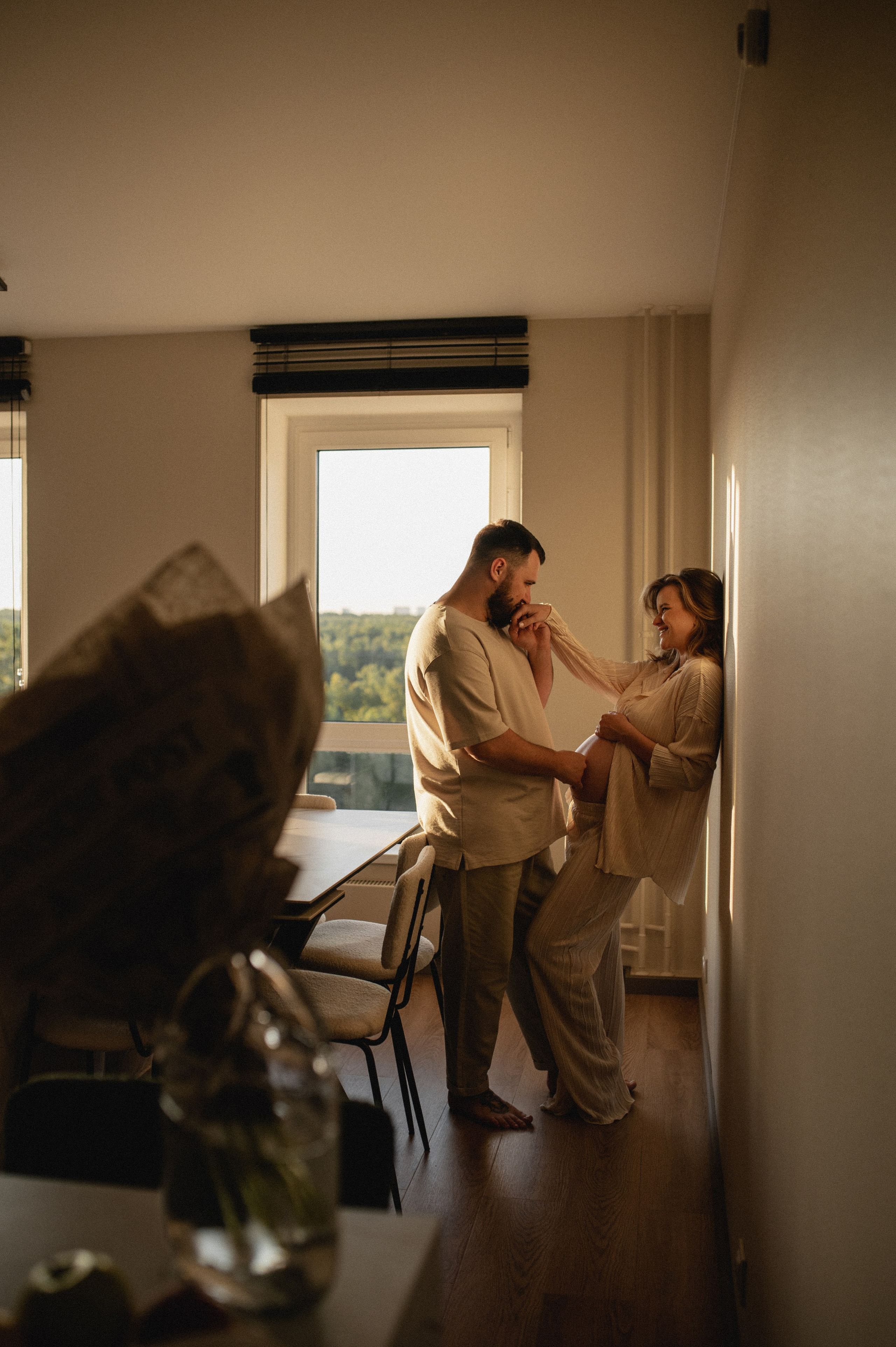 Домашняя фотосессия беременности. Семейная фотосессия Бутово Москва фотограф Алина Морщагина